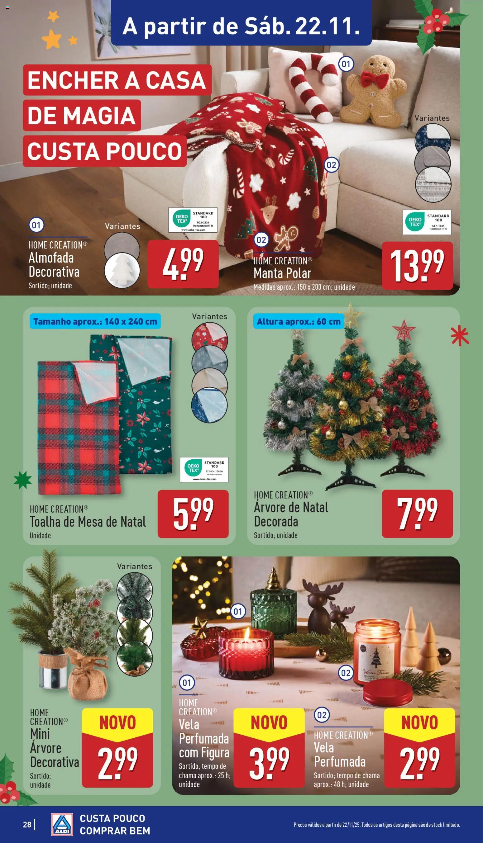 Aldi folheto │ válido de 17.11.2025 | Página: 28 | Produtos: Árvore de natal, Almofada, Mesa, Toalha de mesa