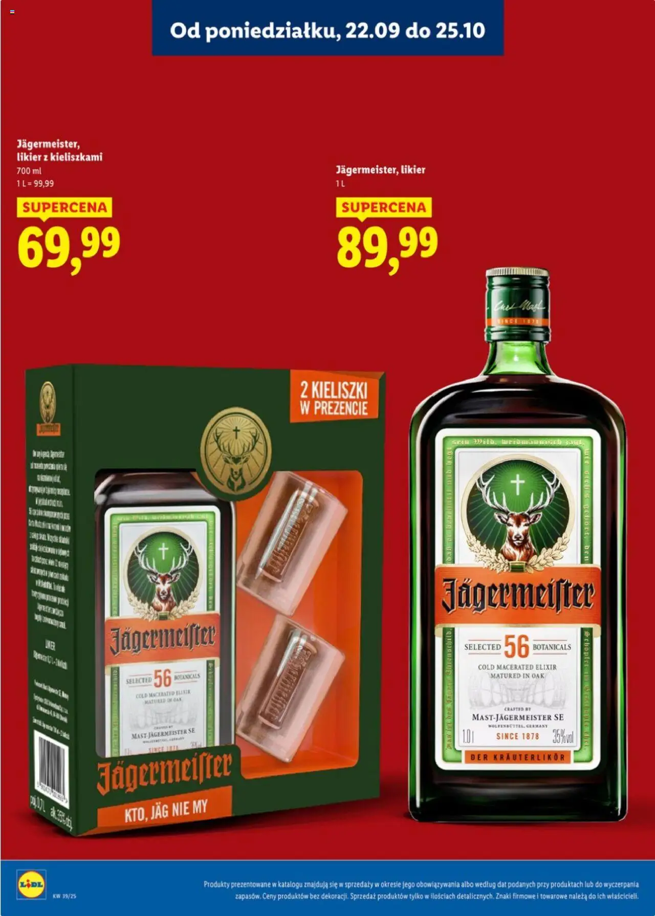 Lidl Katalog alkoholi mocnych od 22.09.2025 | Strona: 20 | Produkty: Jagermeister