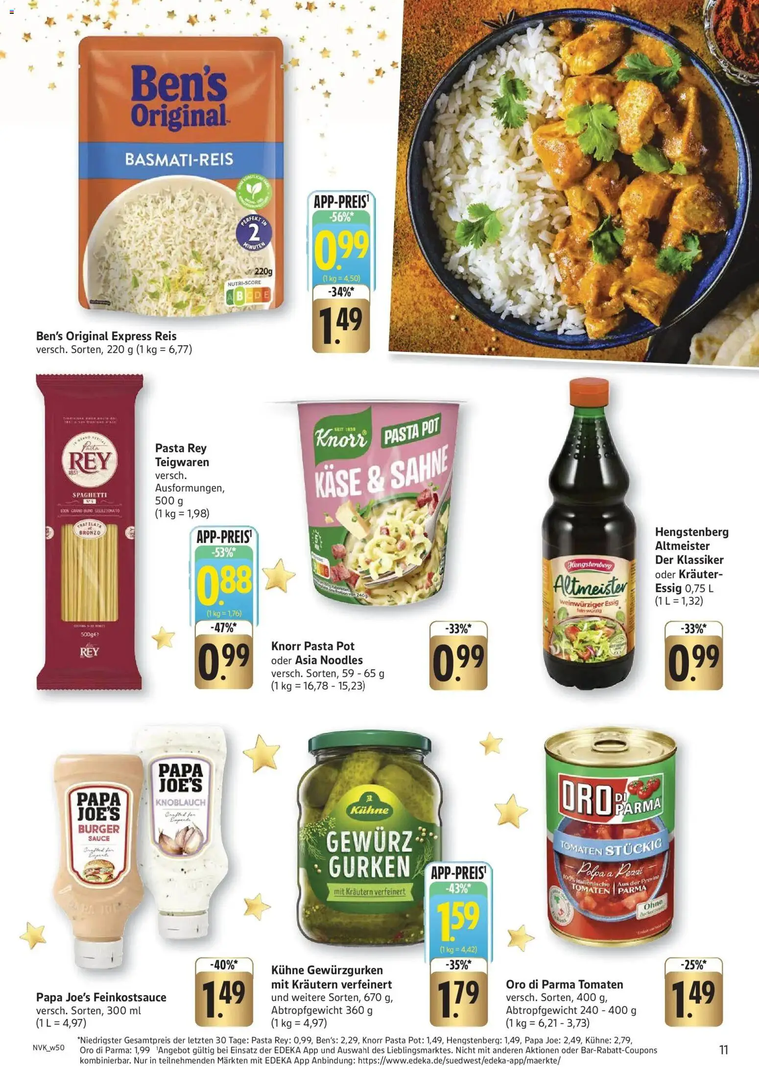 Edeka prospekt Tübingen	 – gültig ab 08.12.2025 | Seite: 11 | Produkte: Oro di parma, Pasta, Sahne, Gurken