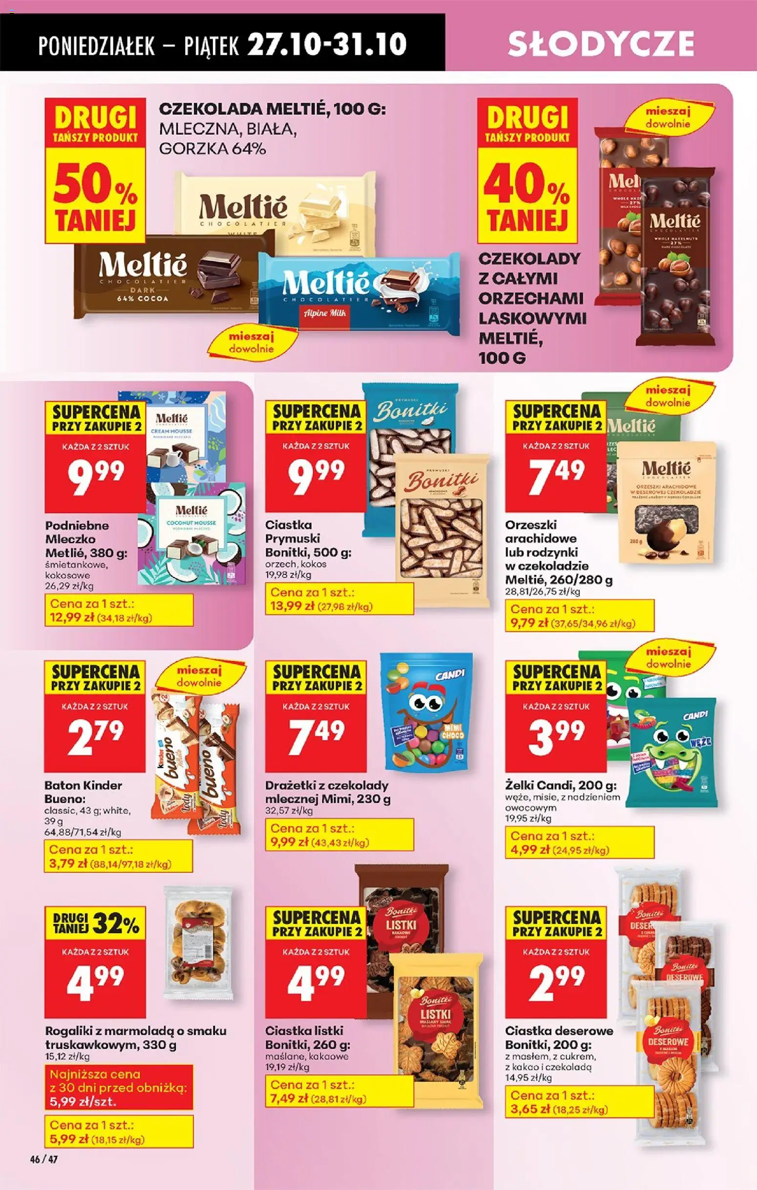 Biedronka gazetka od 27.10.2025 | Strona: 58 | Produkty: Czekolady, Kinder Bueno, Baton, Podniebne mleczko