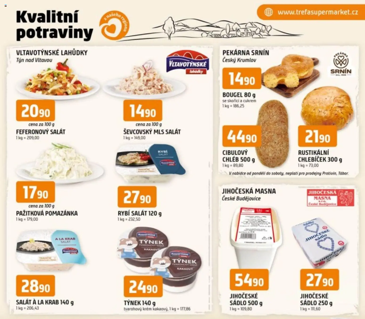 Trefa leták - Kvalitní potraviny z našeho regionu od 14.01.2026 | Strana: 1 | Produkty: Sádlo, Chléb, Salát, Potraviny