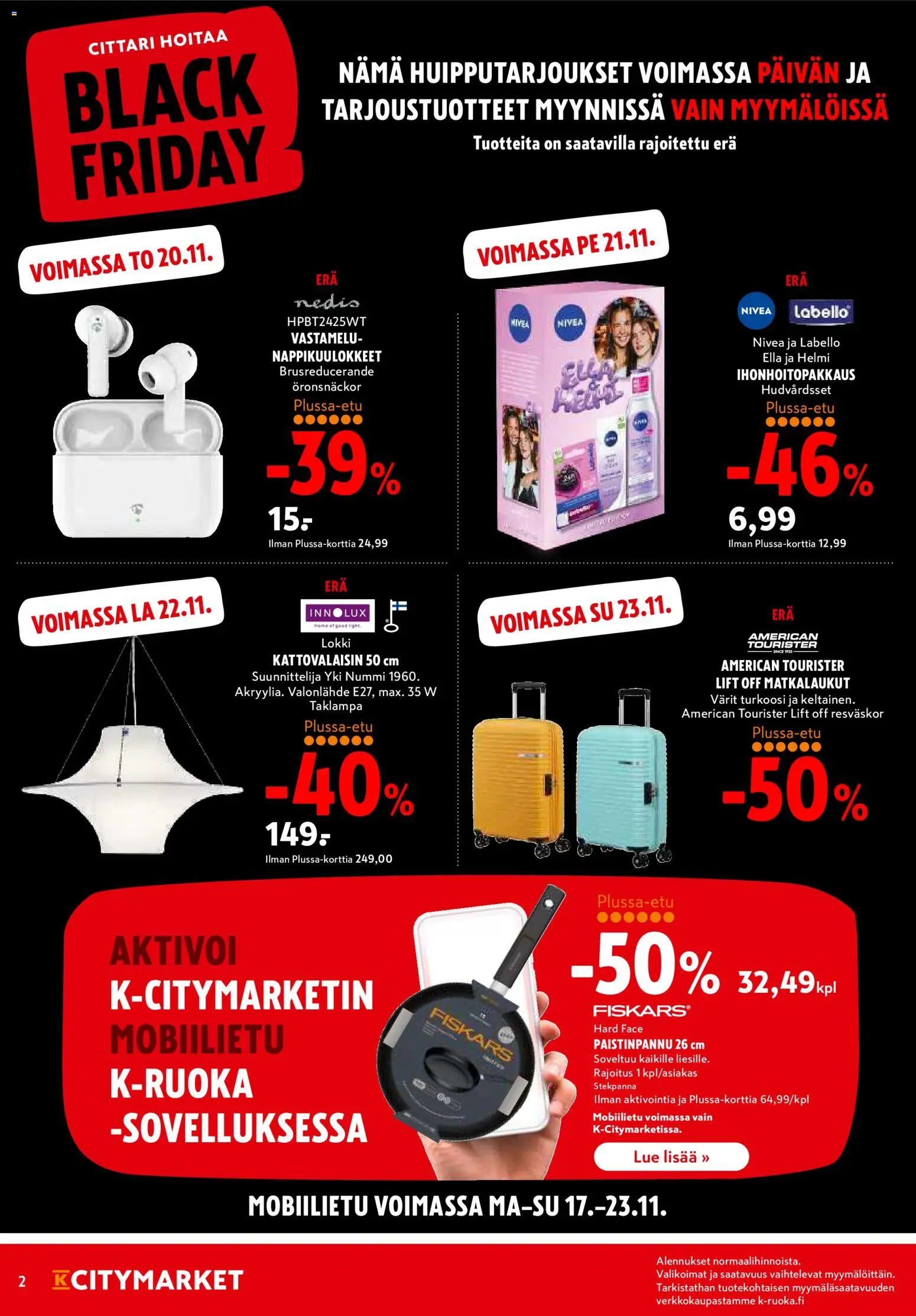K-Citymarket tarjoukset – voimassa 20.11.2025 alkaen | Sivu: 2 | Tuotteet: Valonlähde, Paistinpannu