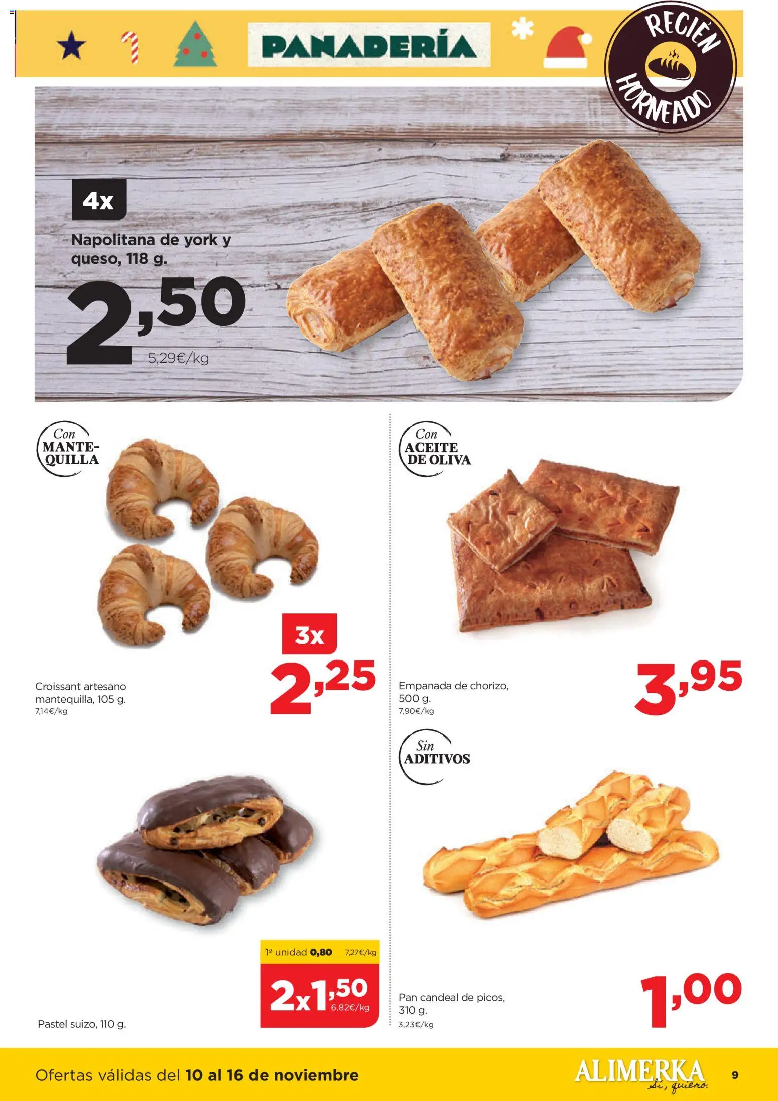 Alimerka folleto Asturias │ válido desde el 10.11.2025 | Página: 9 | Productos: Aceite, Pan, Croissant, Aceite de oliva
