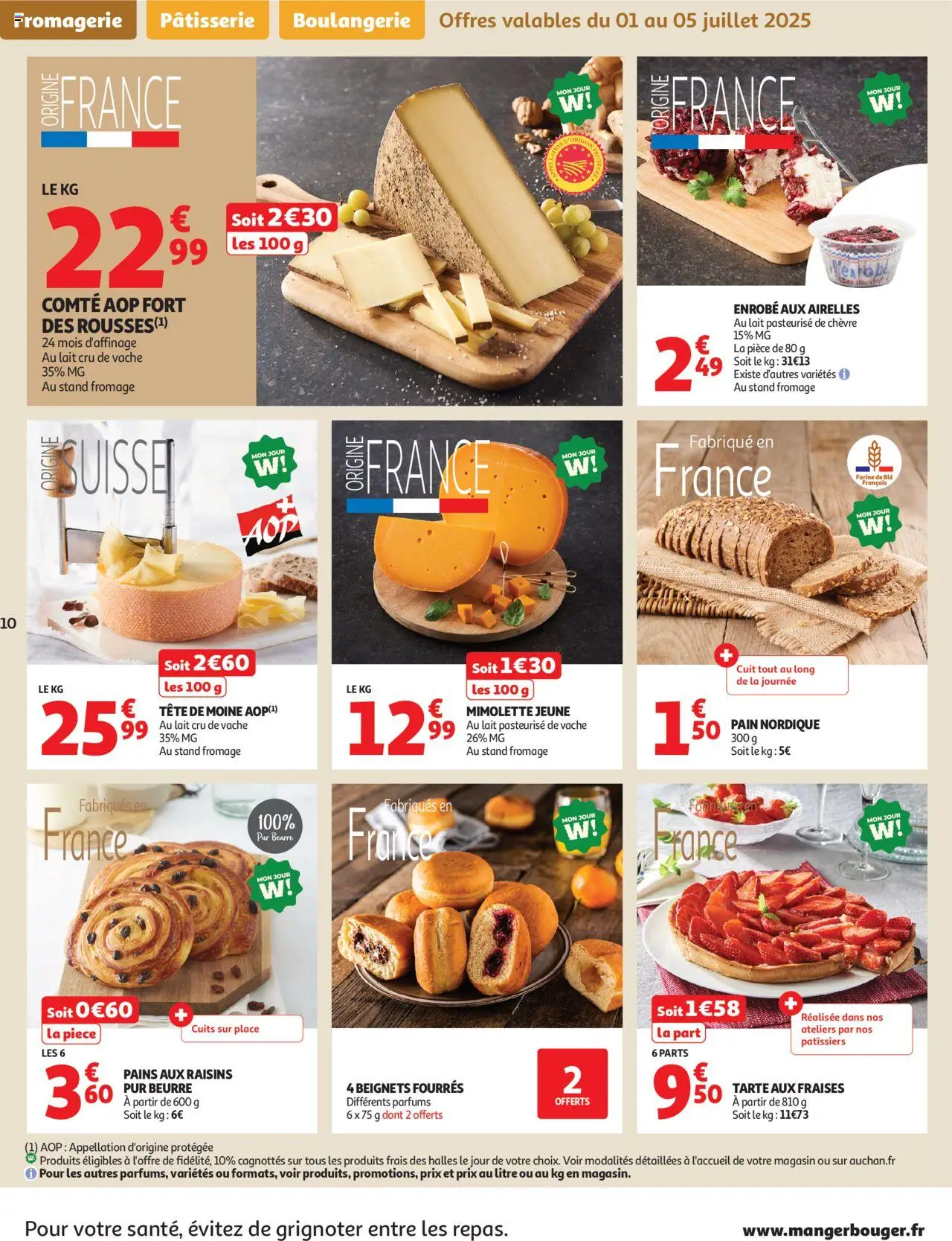  | Page: 10 | Produits: Farine de ble, Lait, Beurre, Fromage tête de moine
