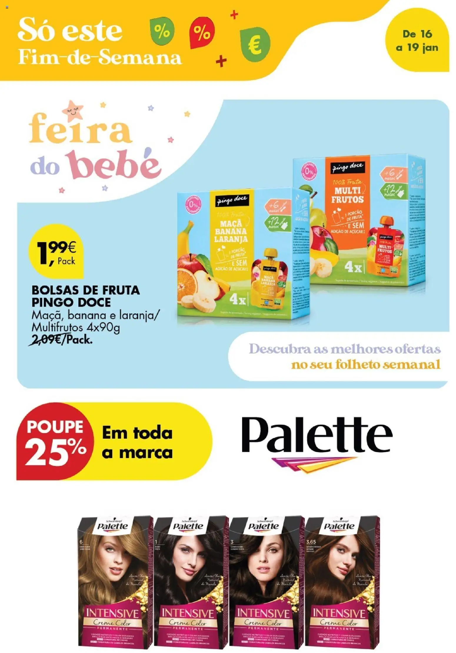 Pingo Doce Poupe este Fim de Semana │ válido de 16.01.2026 | Página: 12 | Produtos: Banana, Maça, Açúcar, Creme