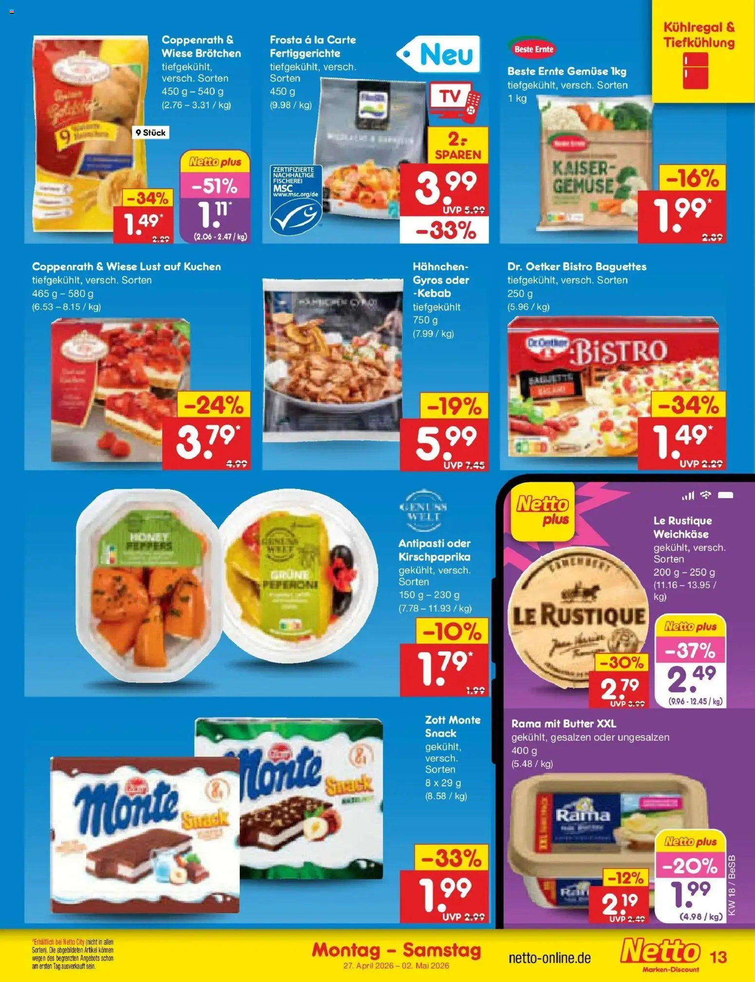 Netto Marken-Discount Prospekt Kremmen	 – gültig ab 27.04.2026 | Seite: 15 | Produkte: Hahnchen, Butter, Gyros, Fertiggerichte
