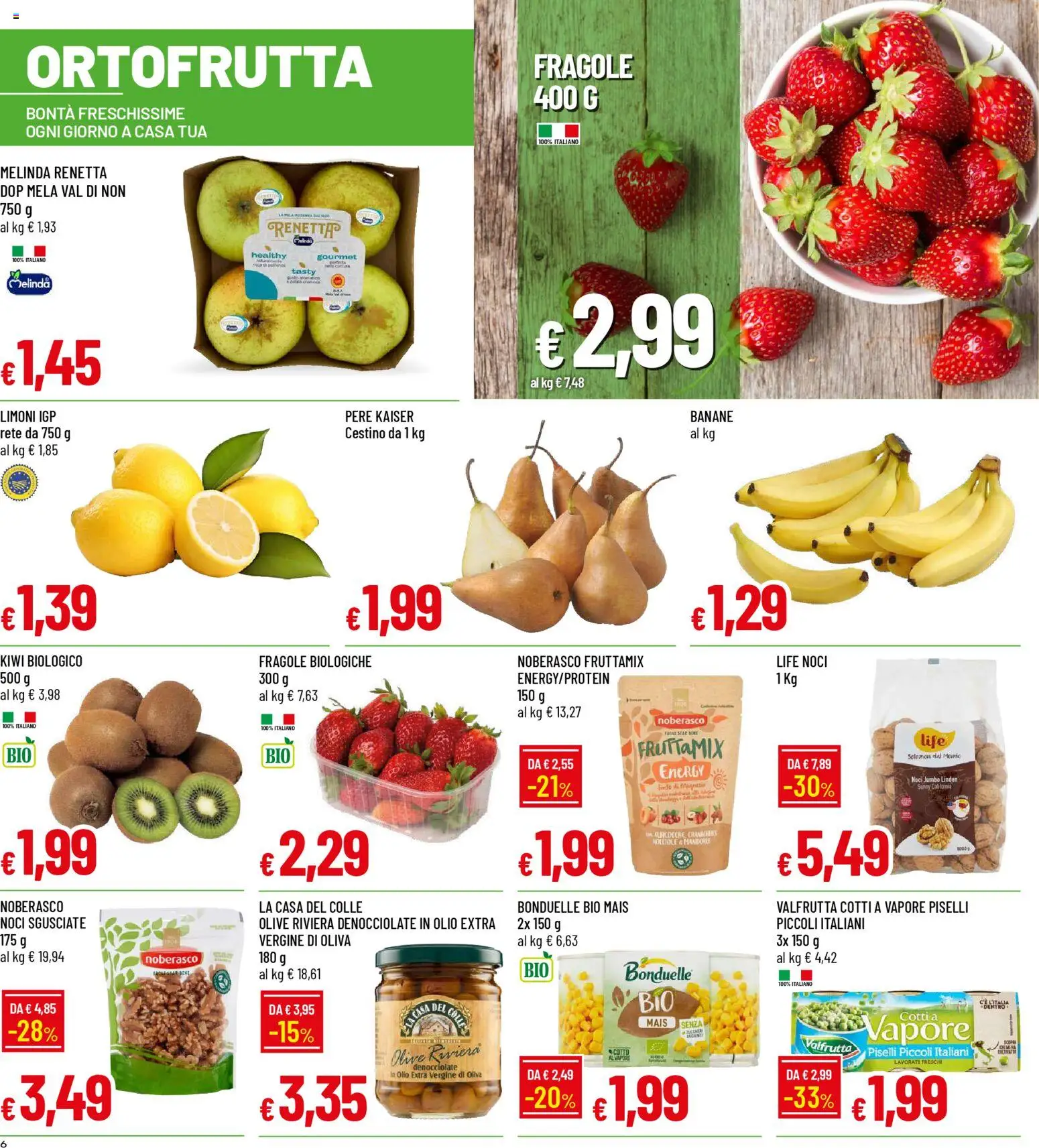 Volantino Famila del 12.03.2026 | Pagina: 6 | Prodotti: Fragole, Olio, Noci, Piselli