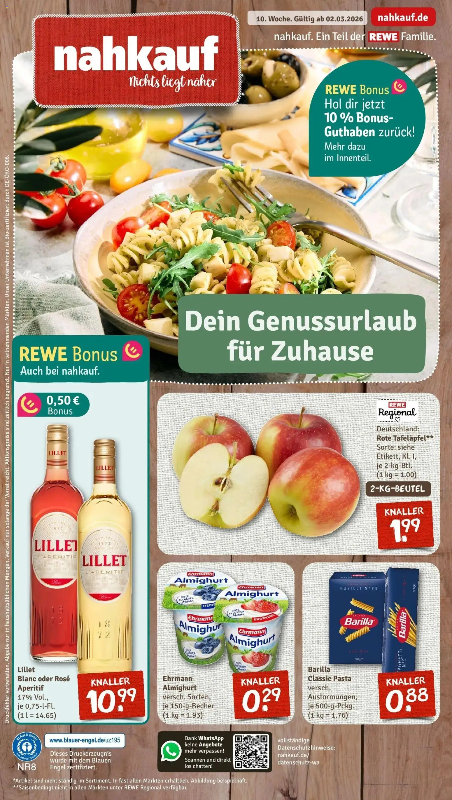 Rewe Prospekt München	 – gültig ab 02.03.2026 | Seite: 1 | Produkte: Barilla, Apple, Lillet, Pasta