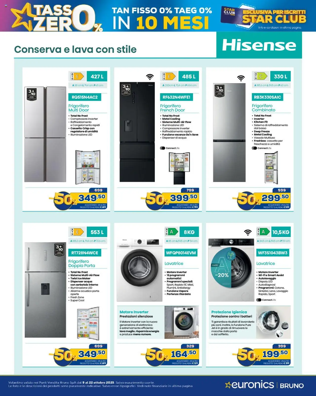 Volantino Euronics del 09.10.2025 | Pagina: 12 | Prodotti: Compressore, Acqua, Lavatrice, Frigorifero