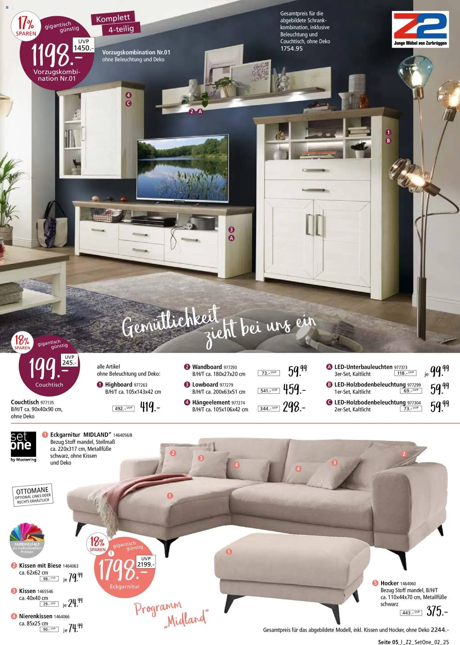 Zurbrüggen - Set One by Musterring – gültig ab 22.12.2025 | Seite: 5 | Produkte: Lowboard, HIghboard, Kissen, Couchtisch