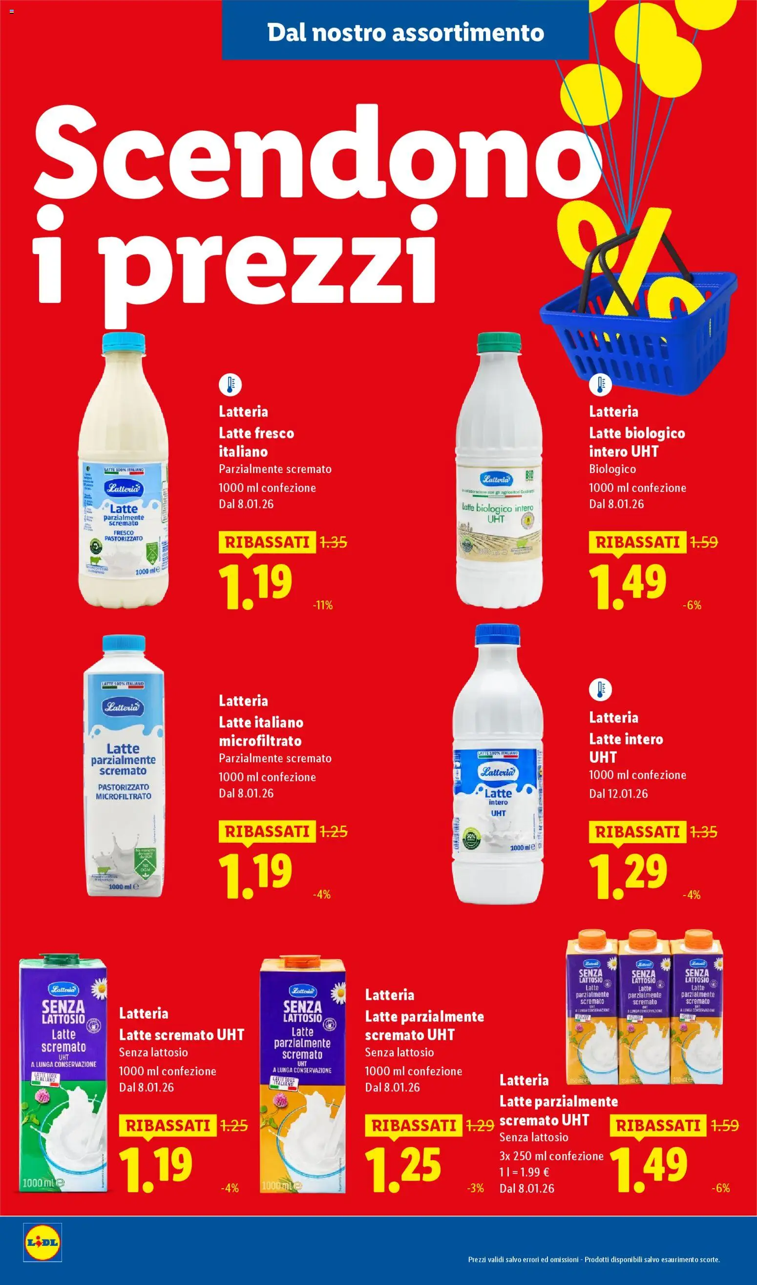 Volantino Lidl del 08.01.2026 | Pagina: 12 | Prodotti: Latte, Latte parzialmente scremato