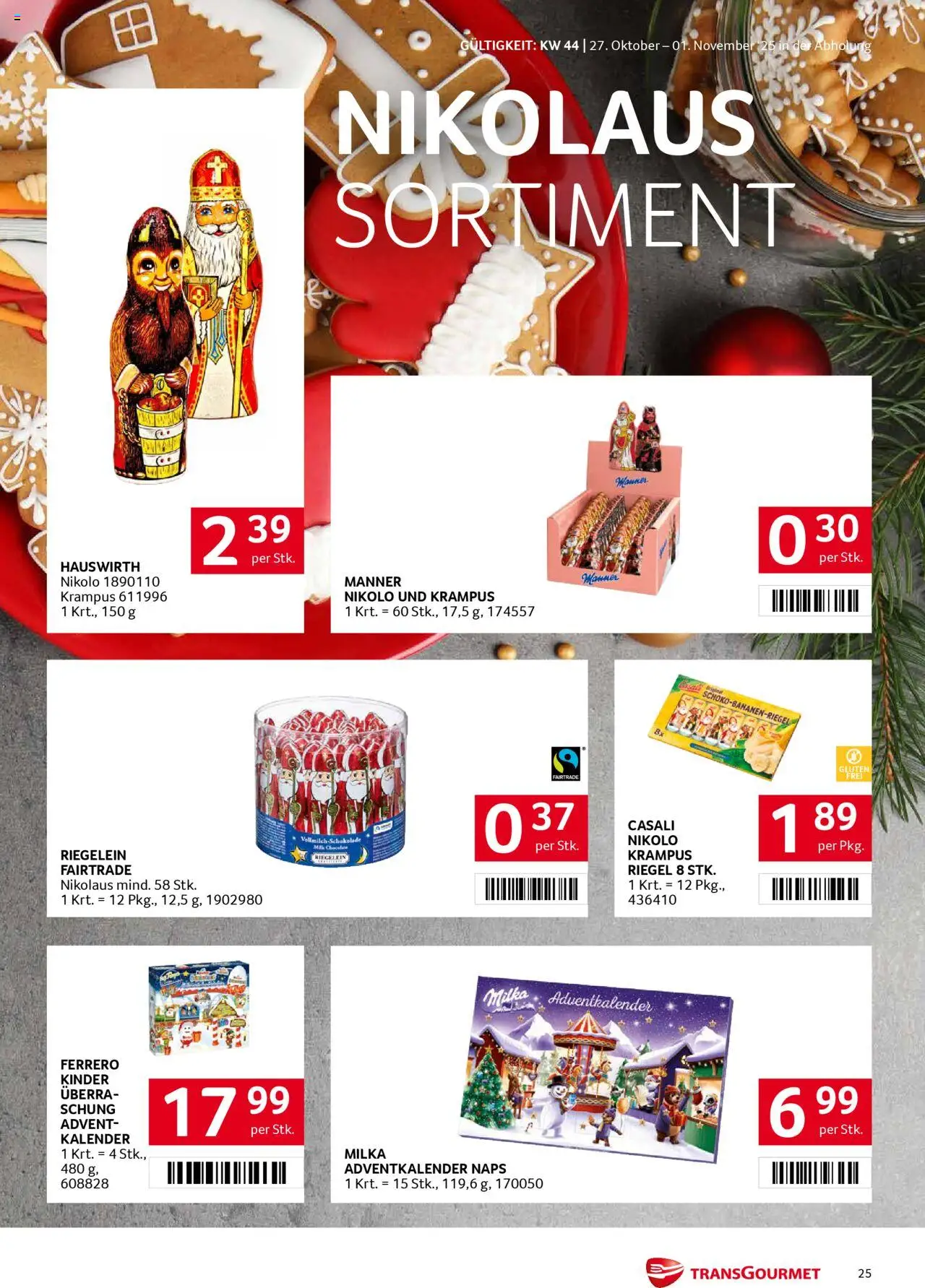 Transgourmet Flugblatt gültig ab 26.10.2025 | Seite: 25 | Produkte: Schokolade