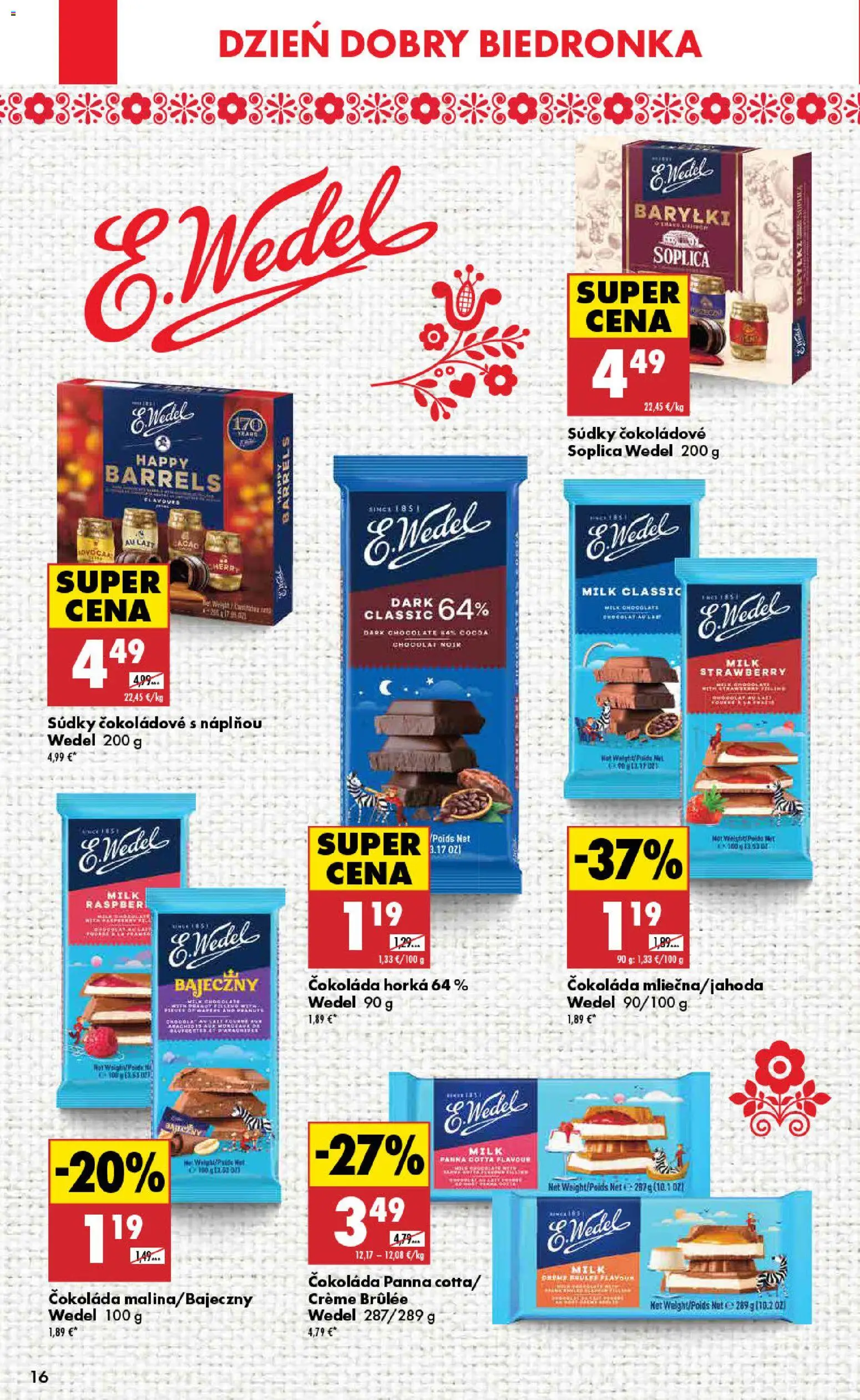 Nové Biedronka akcie – leták je platný od 23.04.2026 | Strana: 16 | Produkty: Čokoláda