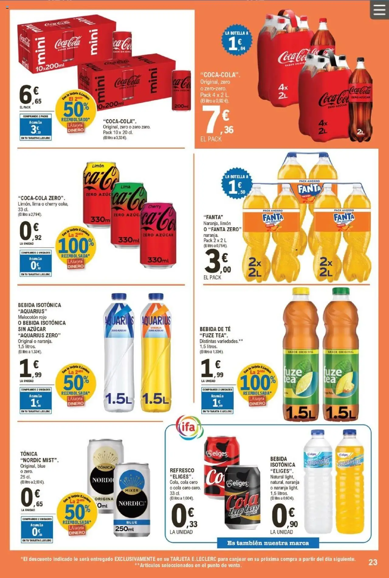 E.Leclerc folleto │ válido desde el 13.08.2025 | Página: 23 | Productos: Lima, Σφουγγαρίστρα, Té, Melocotón rojo