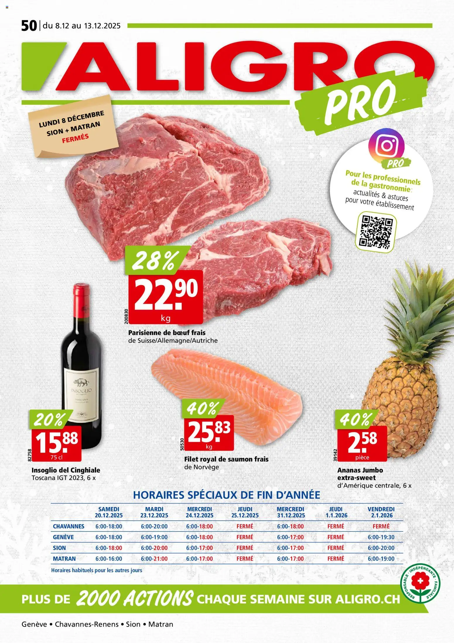 Aligro Aktionen Chavannes, Matran, Genève, Sion – gültig ab 08.12.2025 | Seite: 1 | Produkte: Ananas