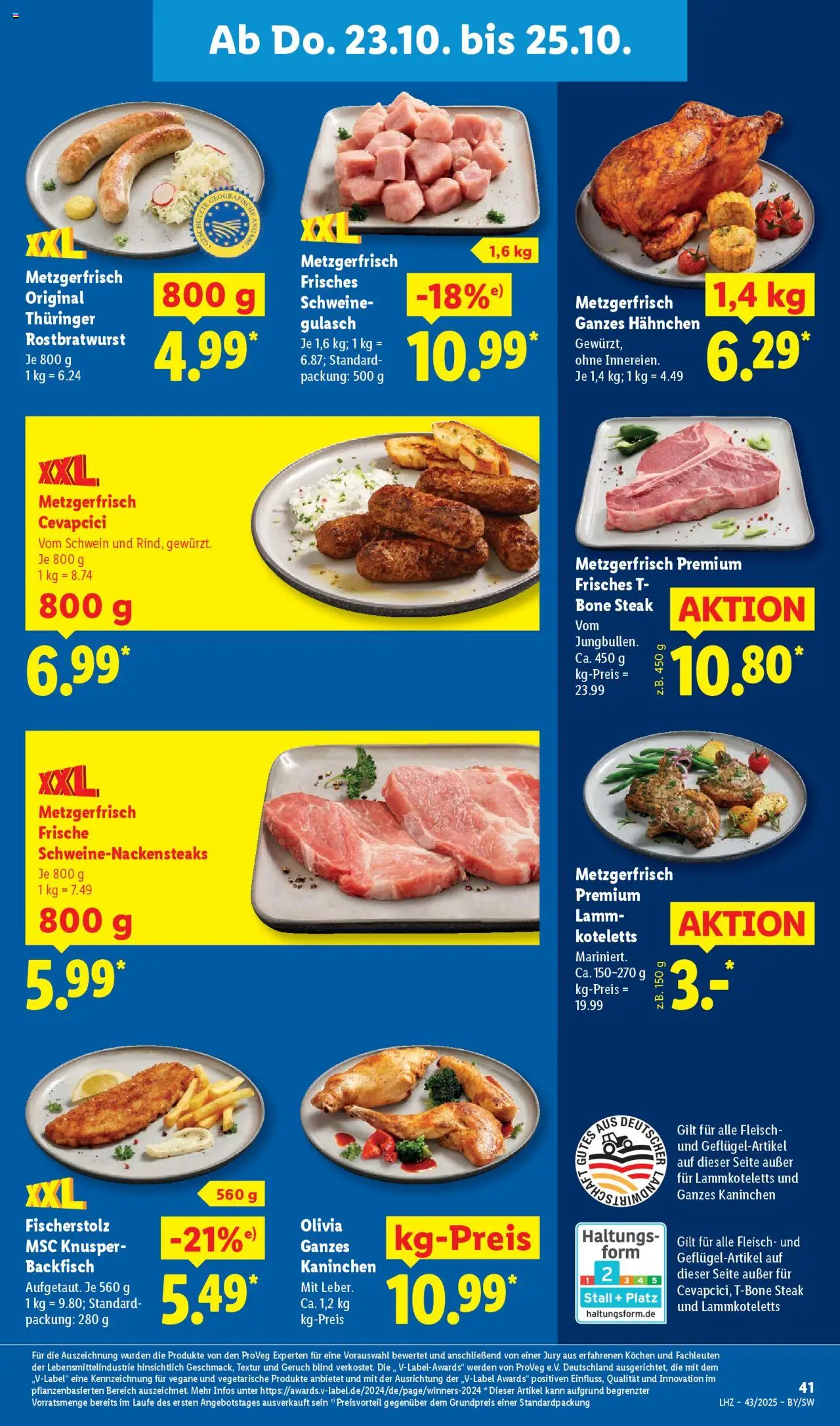 Lidl Prospekt Kornwestheim – gültig ab 20.10.2025 | Seite: 63 | Produkte: Kaninchen, Cevapcici, Steak, Fleisch