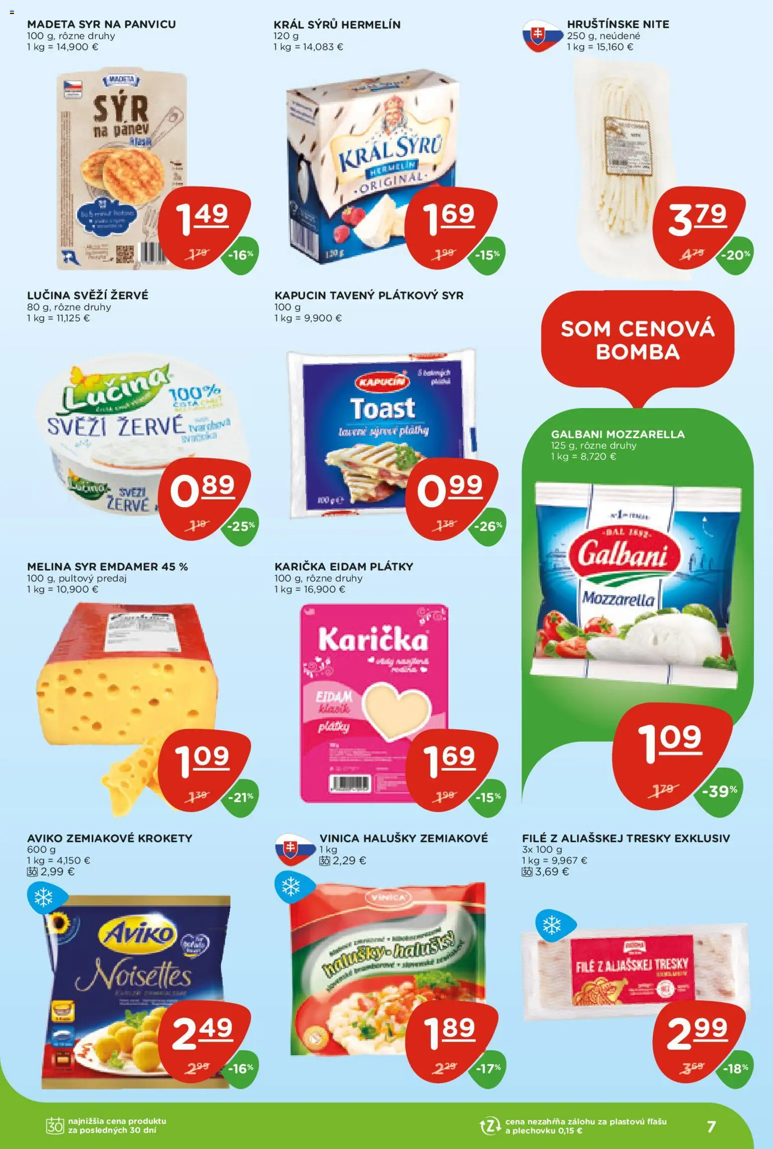 Nové Terno akcie – leták je platný od 30.04.2026 | Strana: 7 | Produkty: Syr, Eidam, Mozzarella