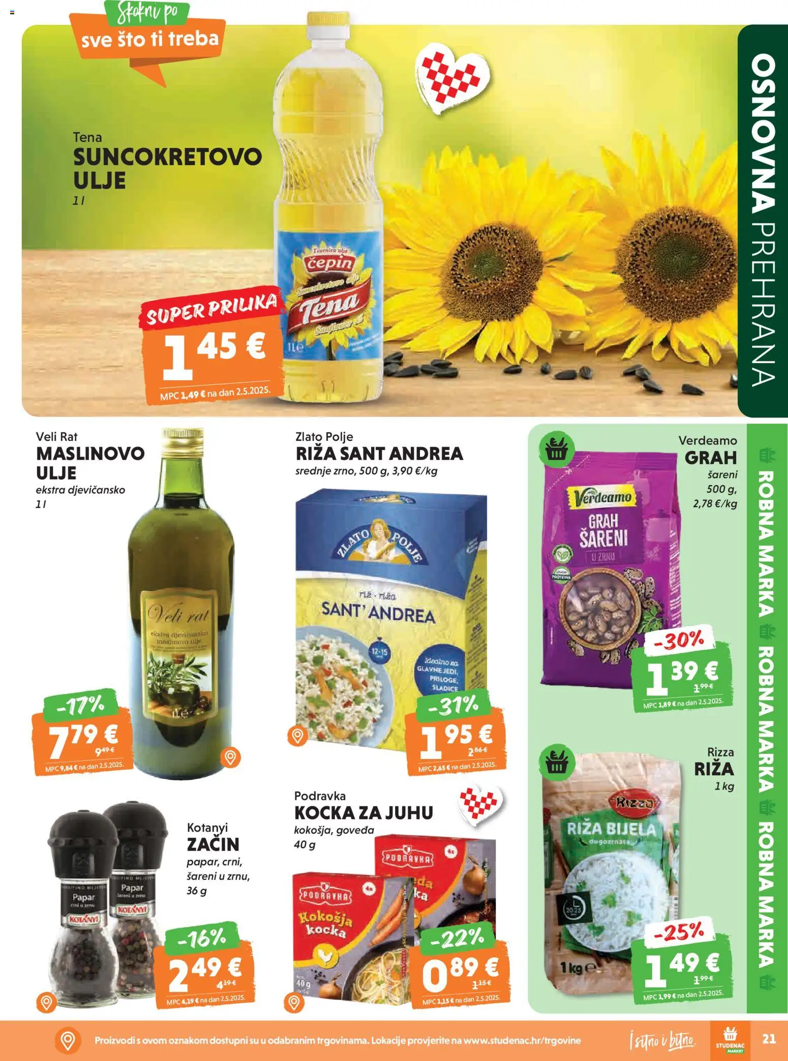 Studenac katalog | vrijedi od 29.04.2026 | Stranica: 21 | Proizvodi: Suncokretovo ulje, Ulje, Grah, Kocka za juhu