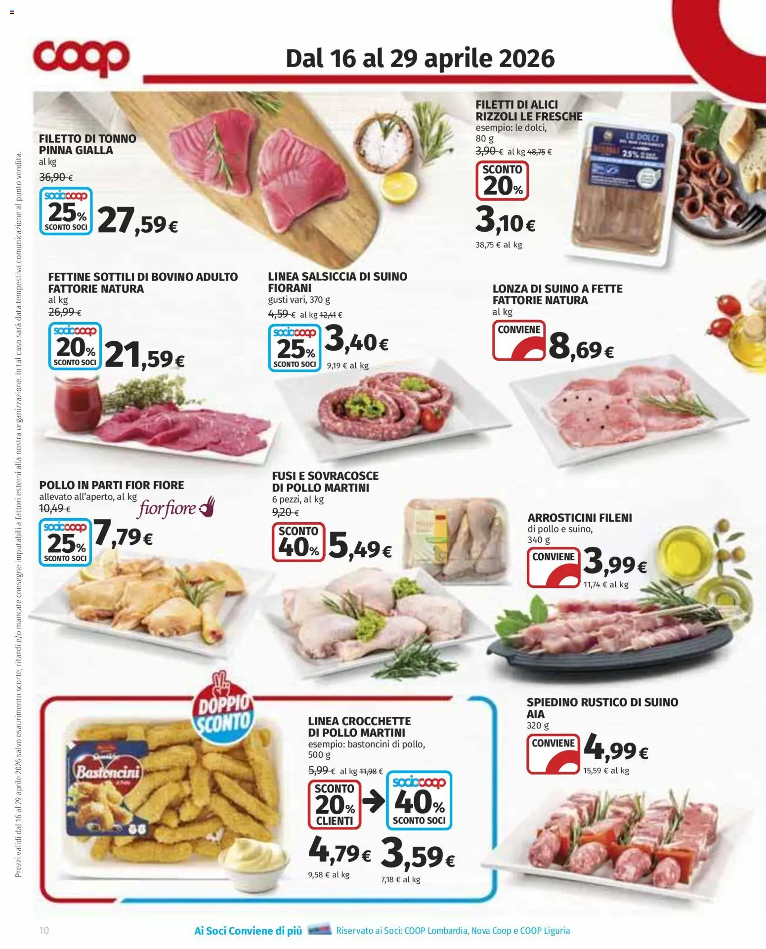 Volantino COOP del 16.04.2026 | Pagina: 10 | Prodotti: Bovino, Pollo, Crocchette, Tonno