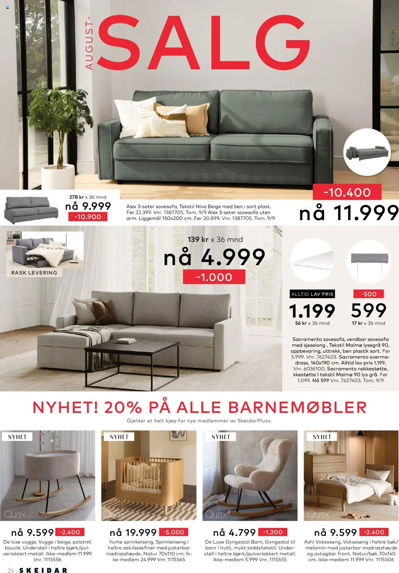  | Side: 24 | Produkter: Vugge, Sovesofa, Sprinkelseng, Barnemøbler