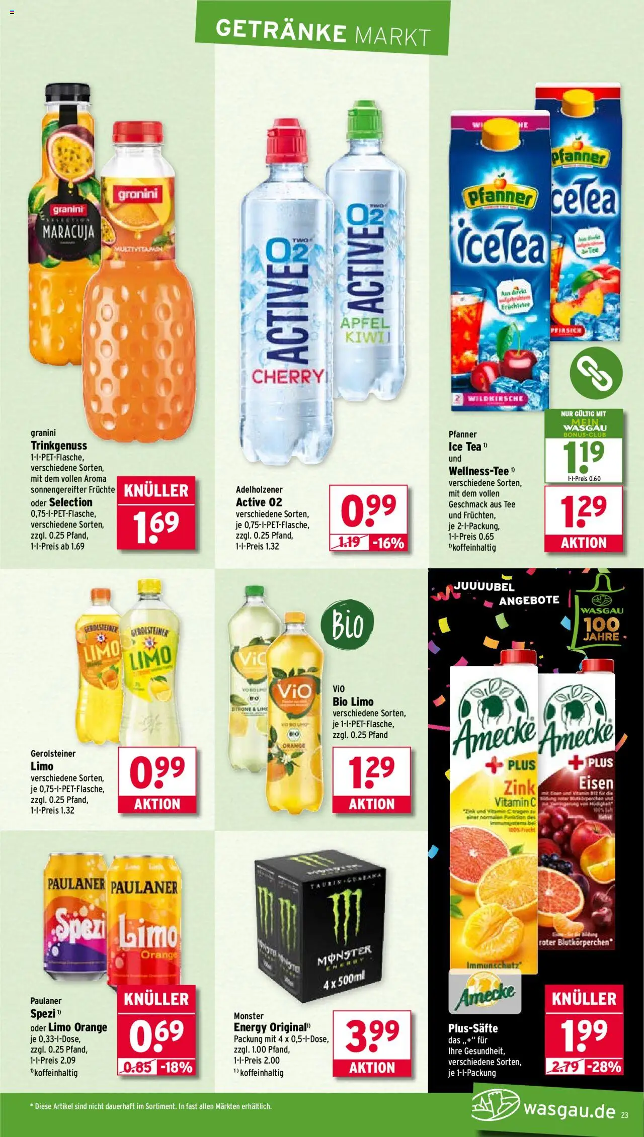 Wasgau Prospekt 	 – gültig ab 08.09.2025 | Seite: 23 | Produkte: Adelholzener, Äpfel, Tee, Paulaner
