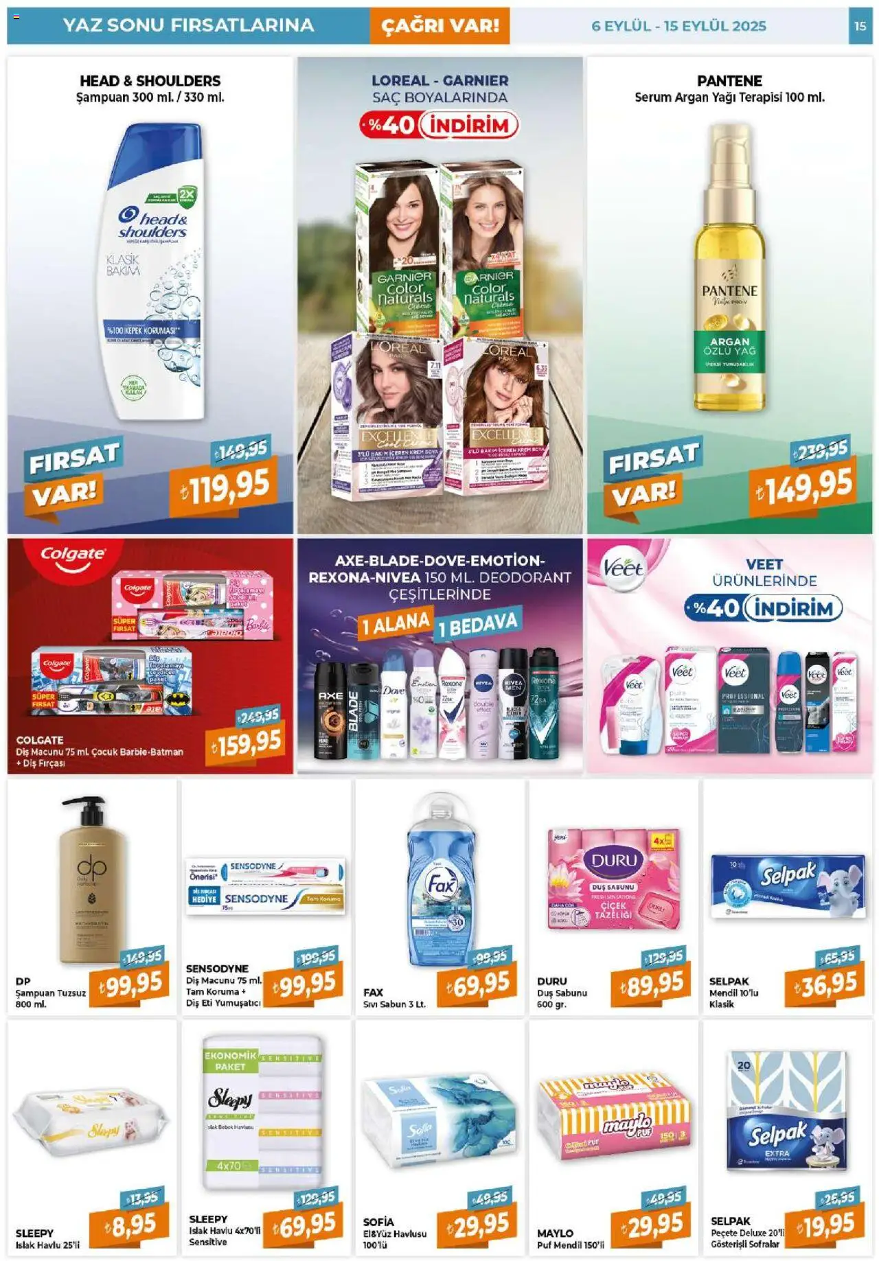 Çağrı Market Güncel Katalog - 06.09.2025 tarihinden itibaren geçerlidir | Sayfa: 15 | Ürünler: Duş, Krem, Sabun, Yağ
