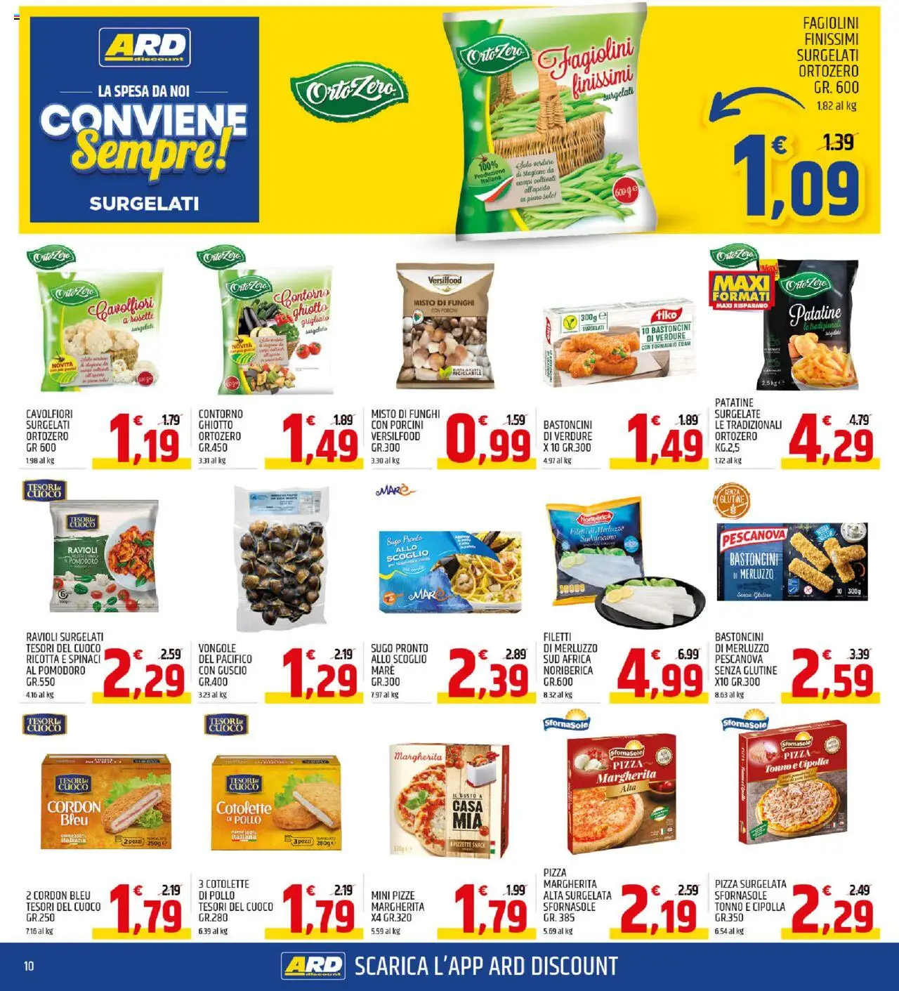 Volantino ARD Discount del 13.10.2025 | Pagina: 10 | Prodotti: Patatine, Vongole, Ravioli, Fagiolini