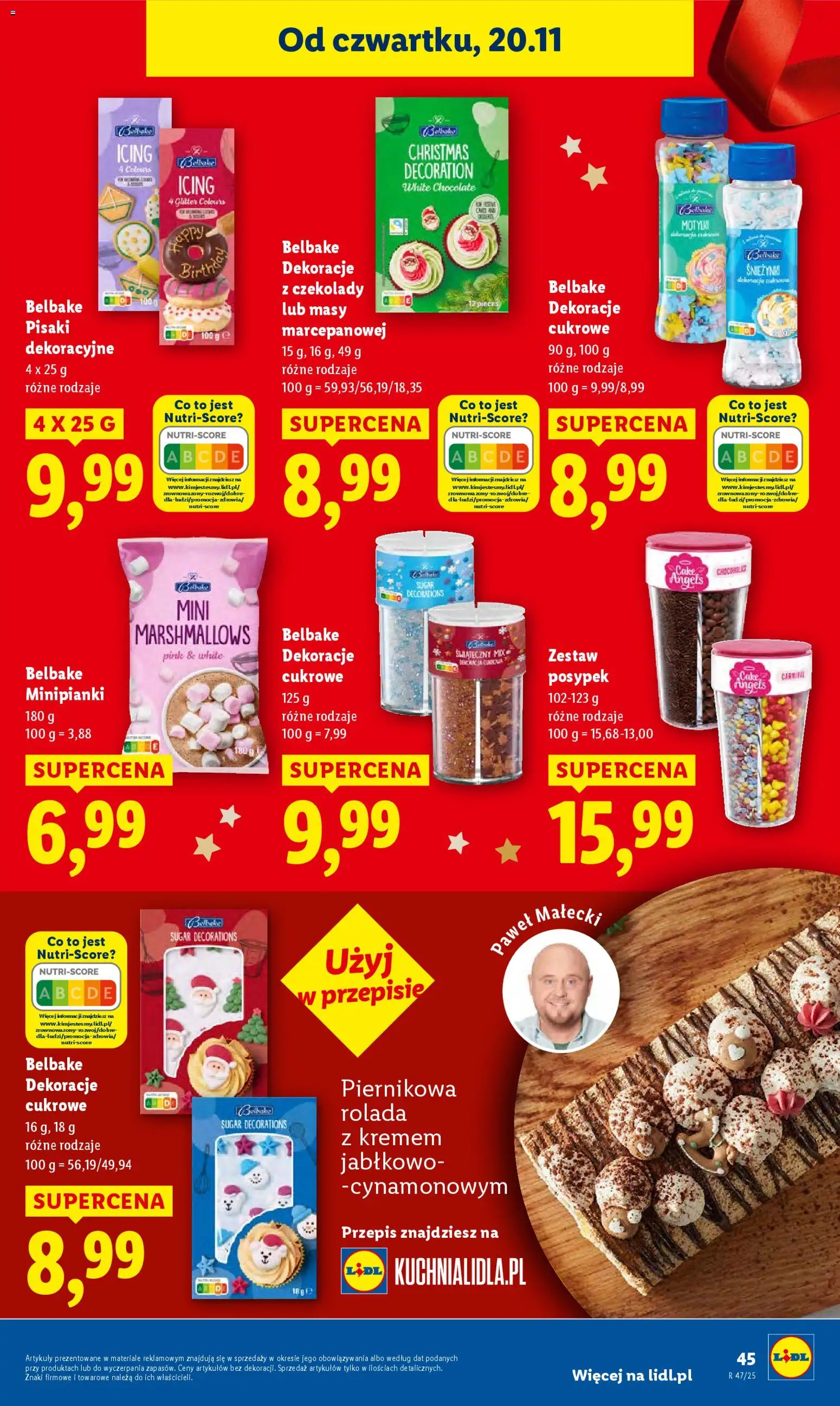 Lidl Gazetka od 20.11.2025 | Strona: 49 | Produkty: Czekolady, Pisaki cukrowe, Rolada