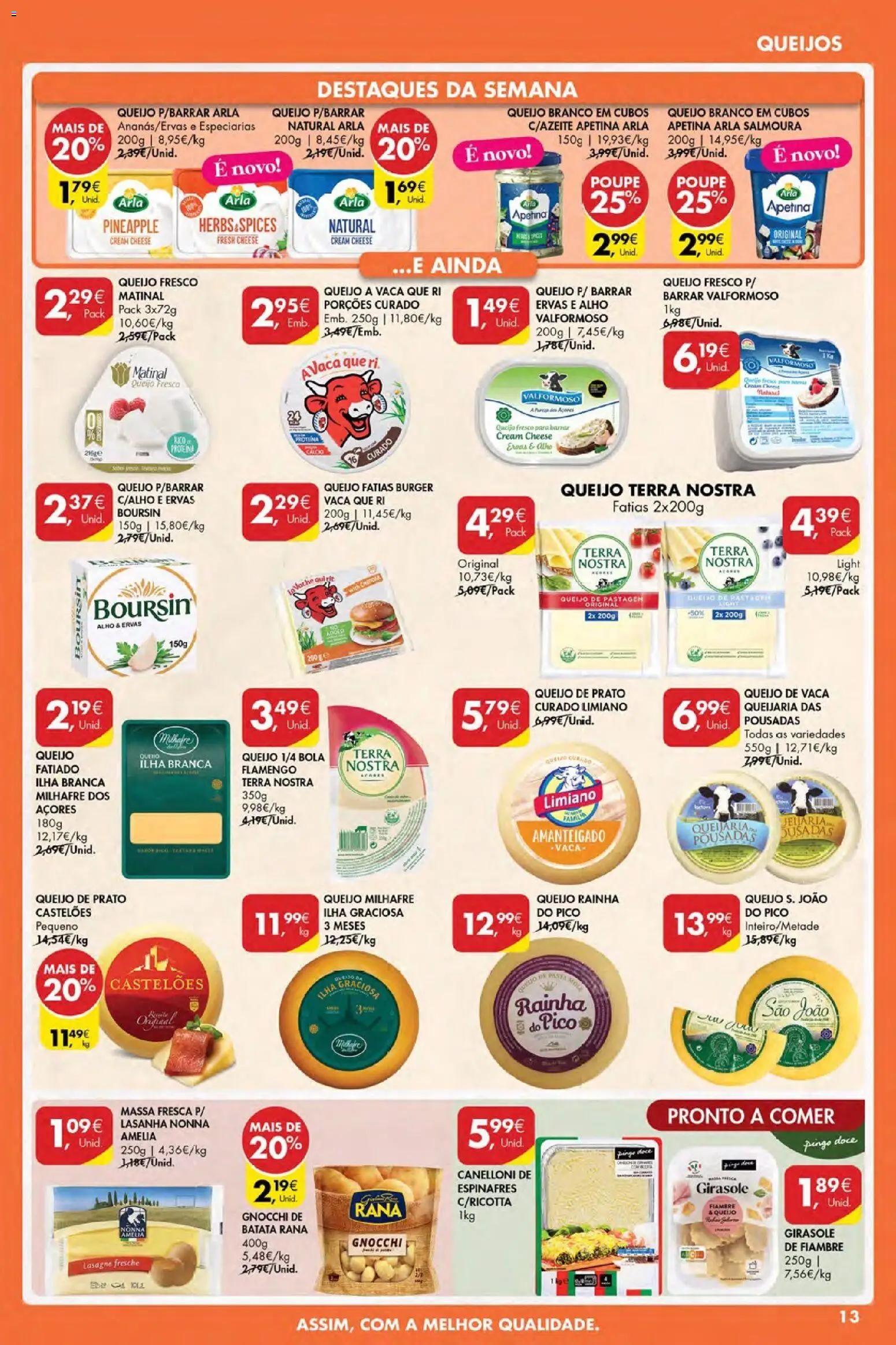 Pingo Doce Poupe Esta Semana Açores │ válido de 12.03.2026 | Página: 13 | Produtos: Batata, Espinafres, Lasanha, Queijo