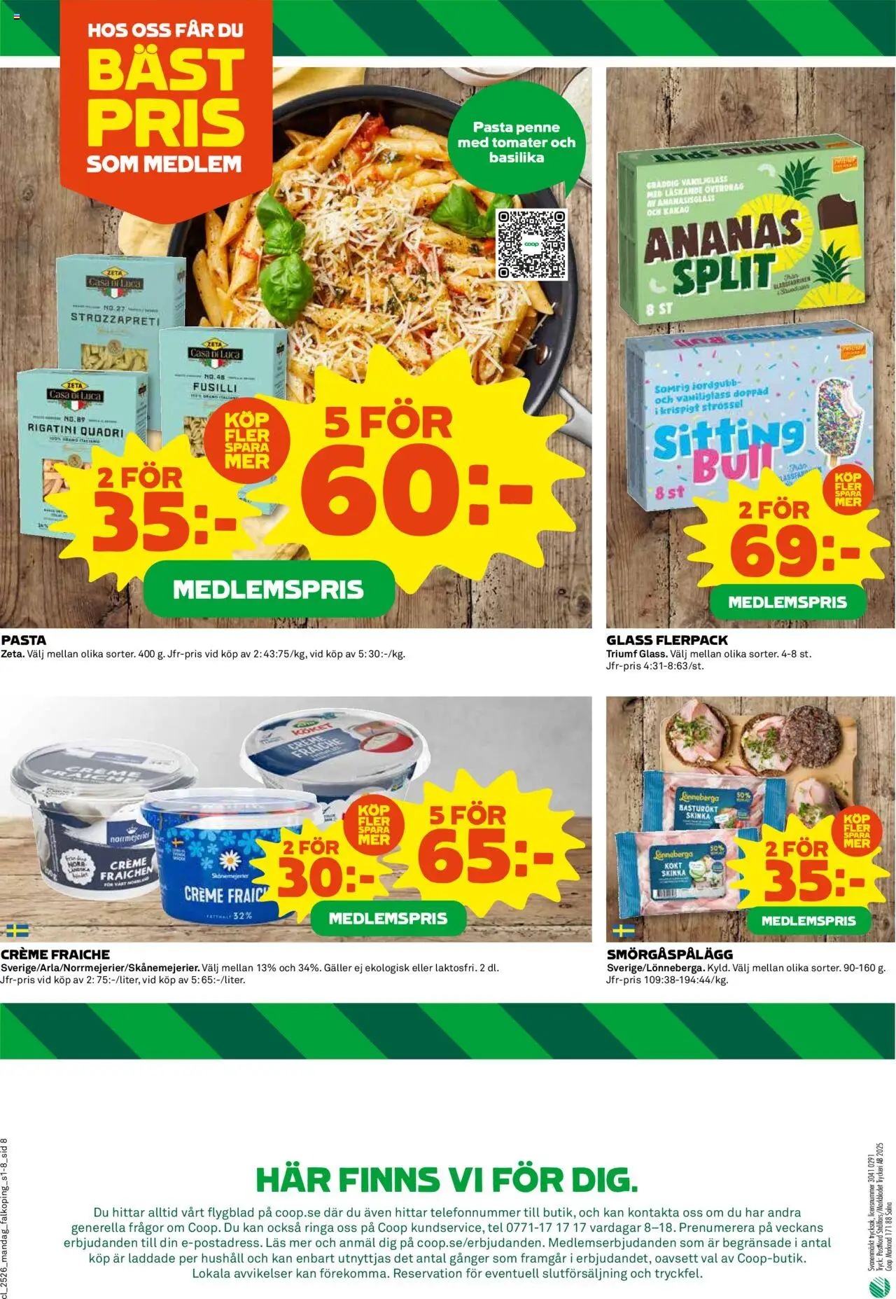 Coop reklamblad aktuell från 23.06.2025 | Sida: 8 | Produkter: Galler, Smörgåspålägg, Creme fraiche, Basilika