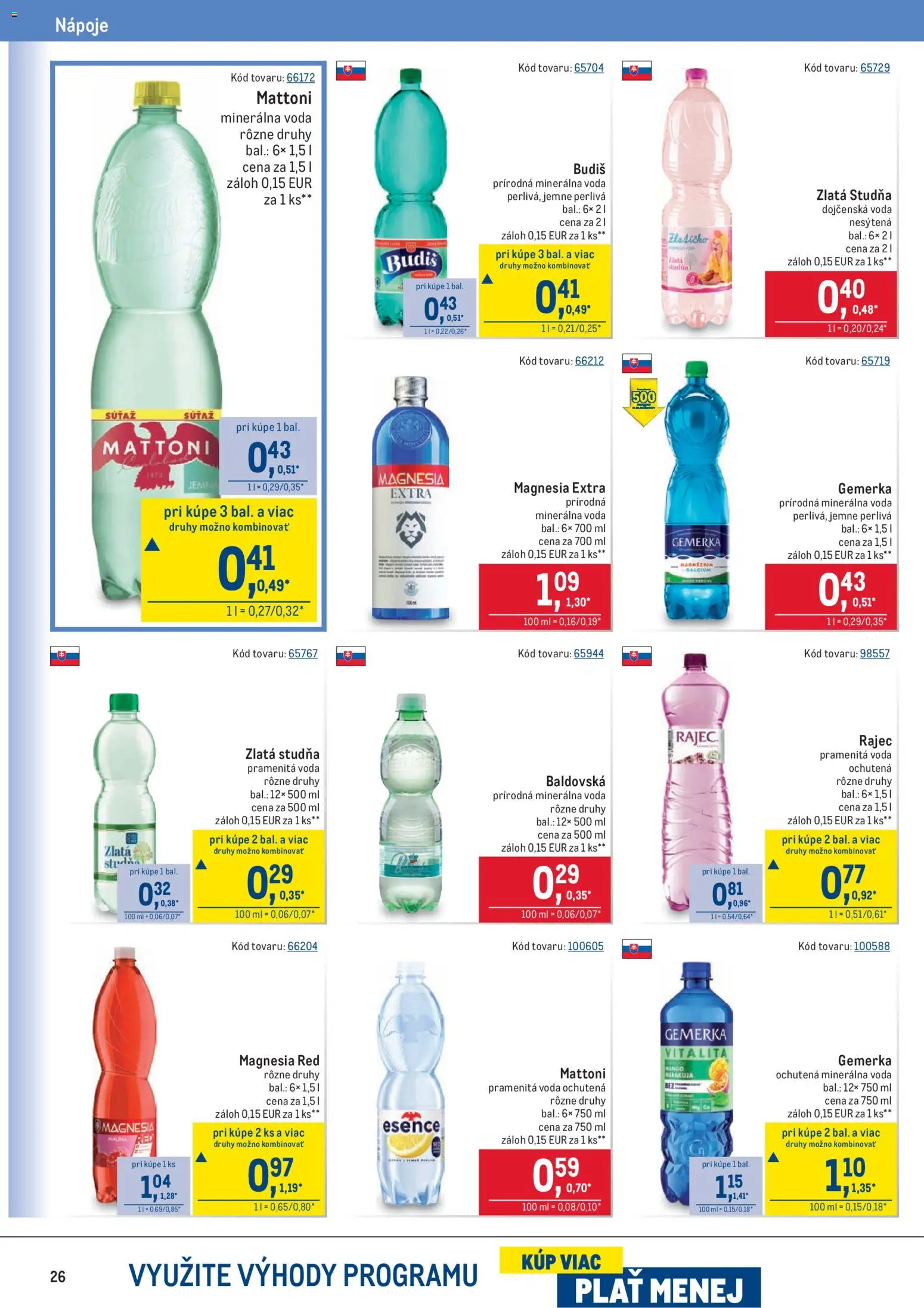 Nové Metro akcie – leták je platný od 02.01.2026 | Strana: 26 | Produkty: Magnesia, Voda, Minerálna voda, Gemerka