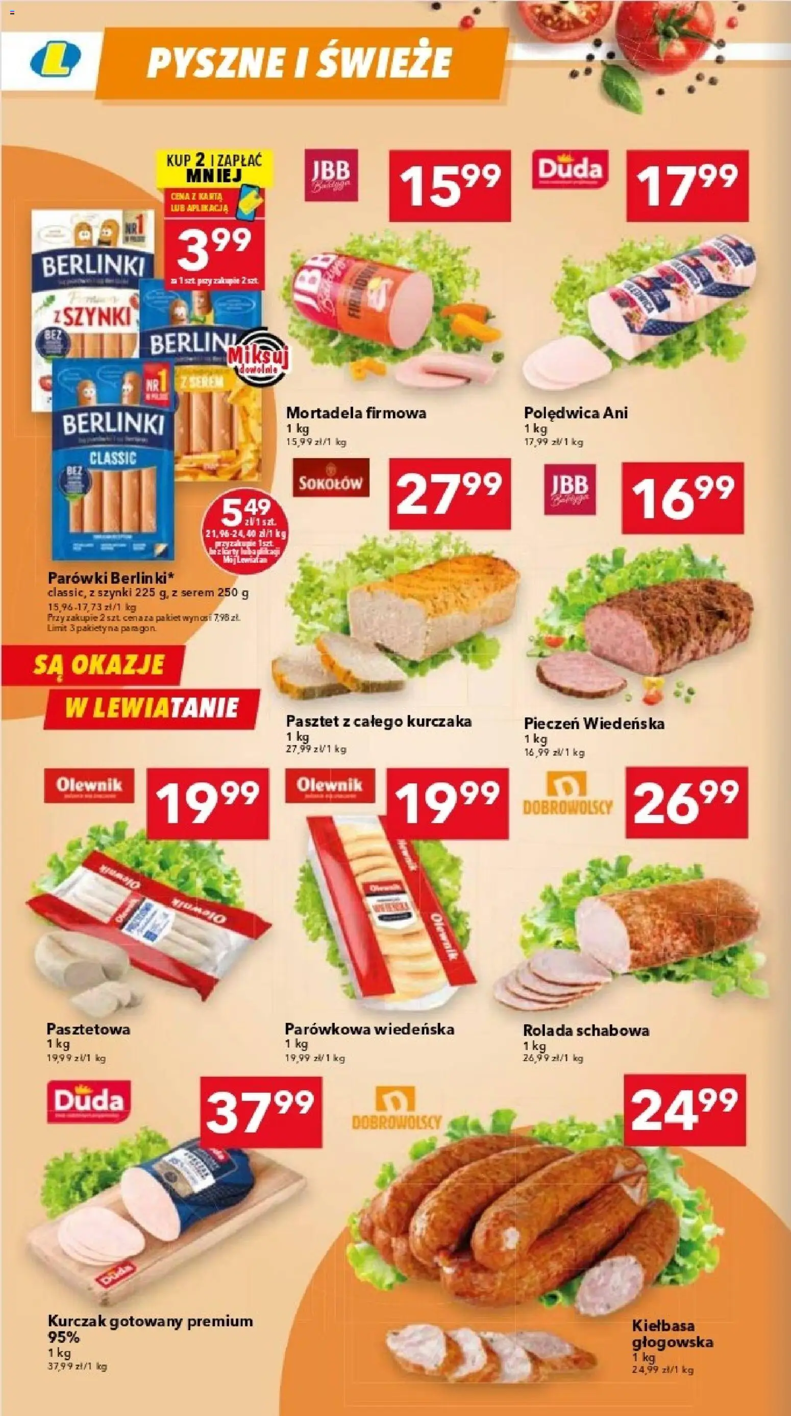 Lewiatan gazetka - Warszawa od 15.01.2026 | Strona: 2 | Produkty: Karta, Kurczak, Mortadela, Parówki