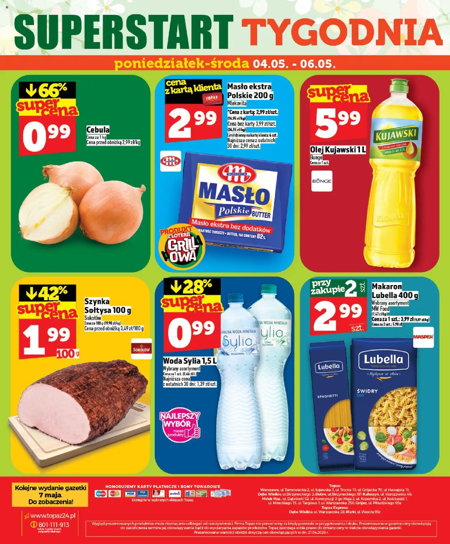Topaz gazetka - MAZ od 30.04.2026 | Strona: 32 | Produkty: Grill, Szynka, Olej, Woda