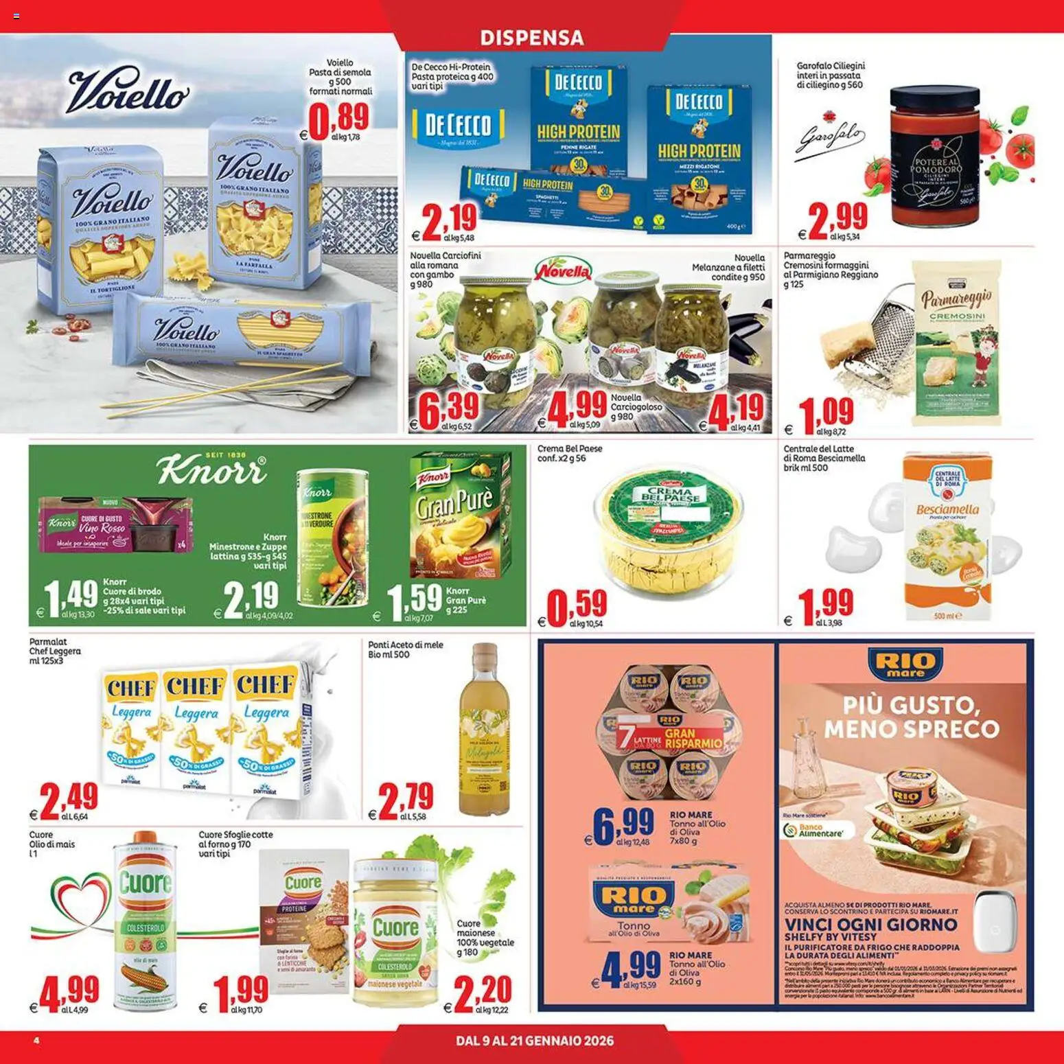 Volantino Elite Supermercati del 09.01.2026 | Pagina: 4 | Prodotti: Crema, Tonno, Aceto, Besciamella