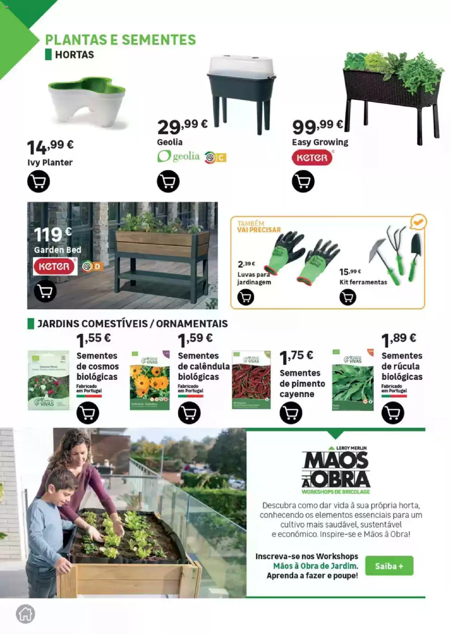 Leroy Merlin Catálogo Jardim │ válido de 12.03.2026 | Página: 74 | Produtos: Luvas, Rúcula, Ferramentas
