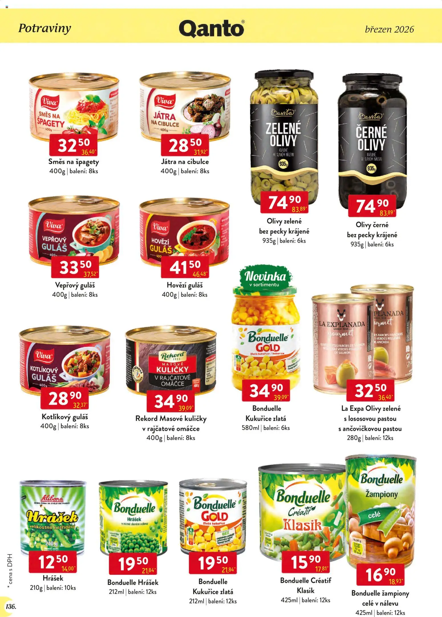 Astur & Qanto leták - Velkoobchod 03/2026 od 01.03.2026 | Strana: 136 | Produkty: Žampiony, Hovězí, Špagety, Kuličky