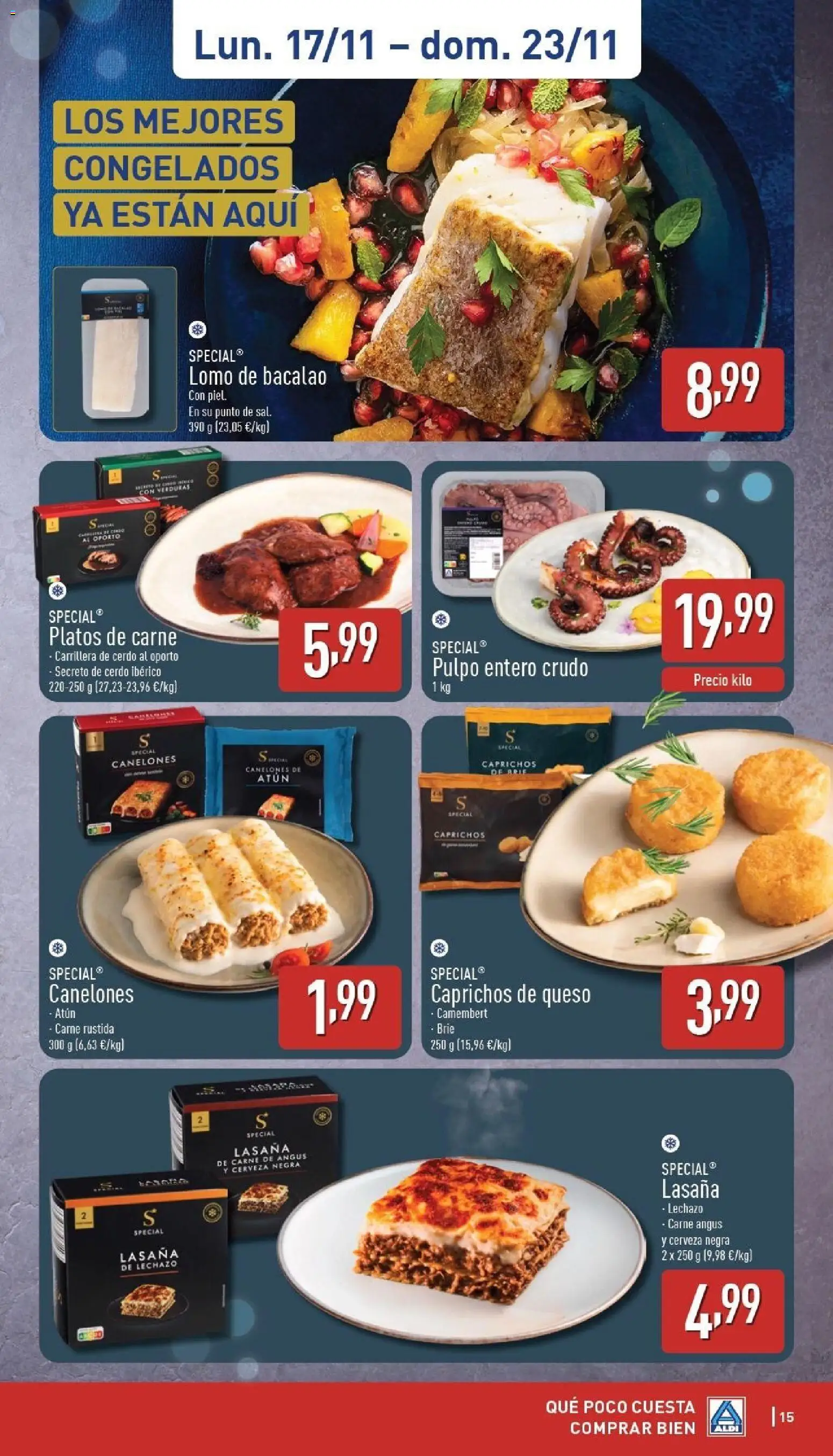 Aldi folleto Canarias │ válido desde el 17.11.2025 | Página: 15 | Productos: Μπάρα σαπουνιού, Queso, Cerdo, Lasaña