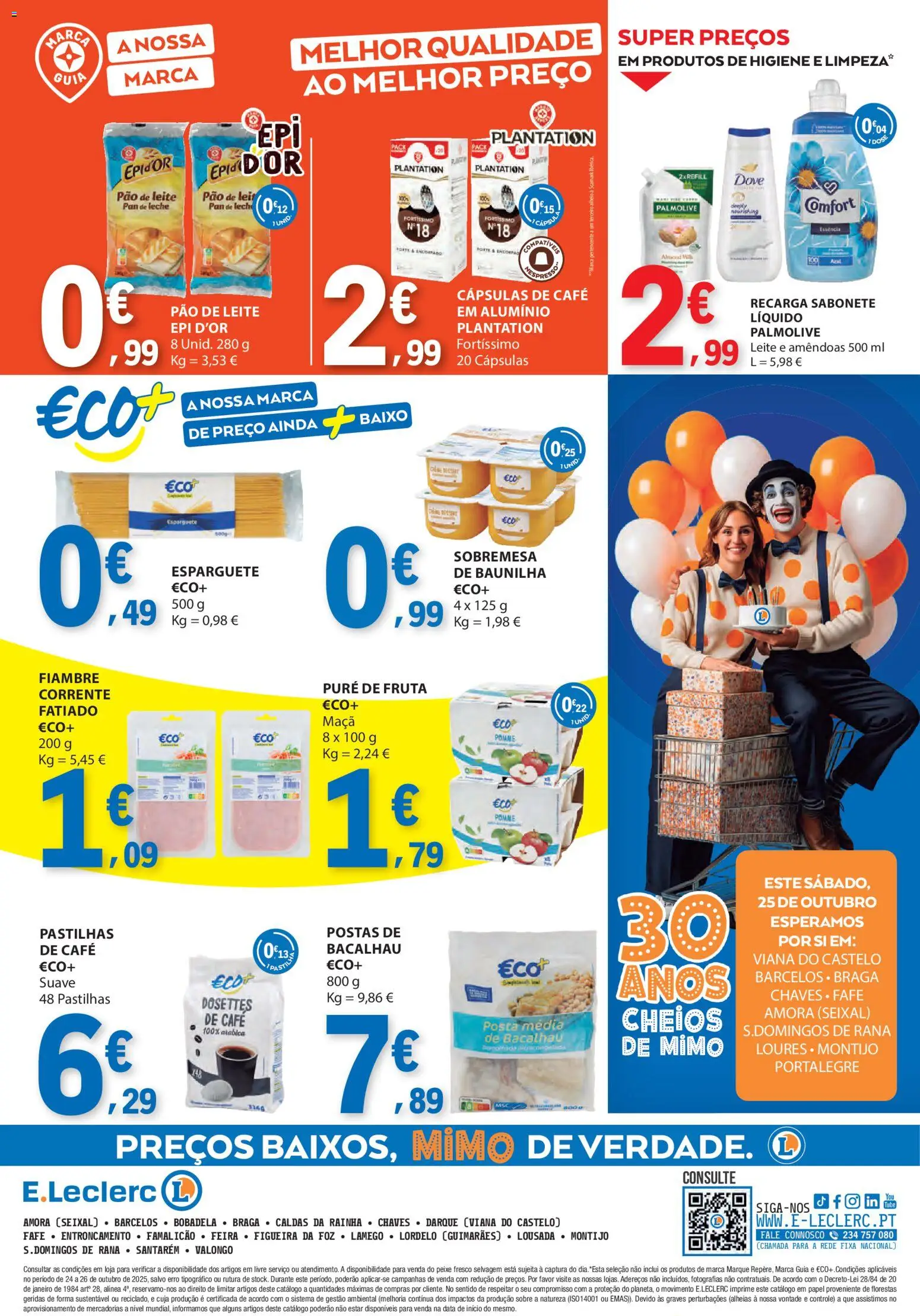 E.Leclerc Catálogo Fim de Semana │ válido de 24.10.2025 | Página: 4 | Produtos: Nespresso, Leite, Maça, Peixe