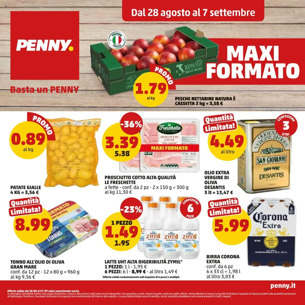 Volantino PENNY del 28.08.2025 | Pagina: 1 | Prodotti: Prosciutto Cotto, Patate, Prosciutto, Tonno