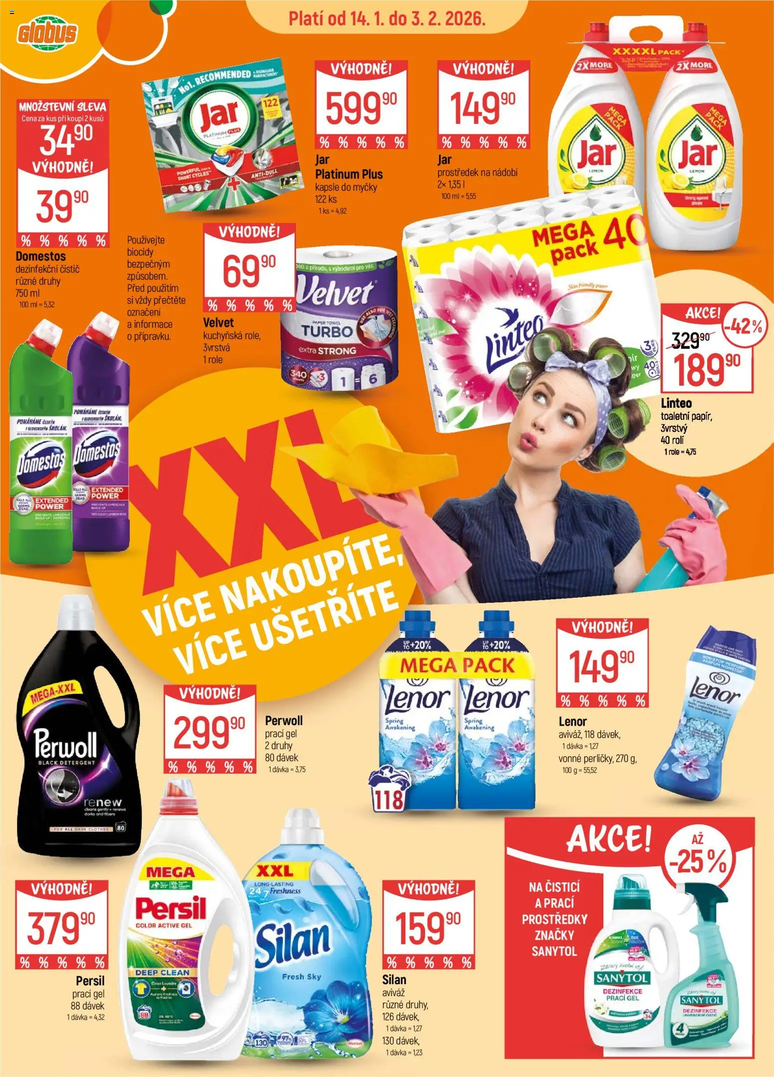 Globus leták - Brno od 14.01.2026 | Strana: 13 | Produkty: Lenor, Velvet, Persil, Sanytol
