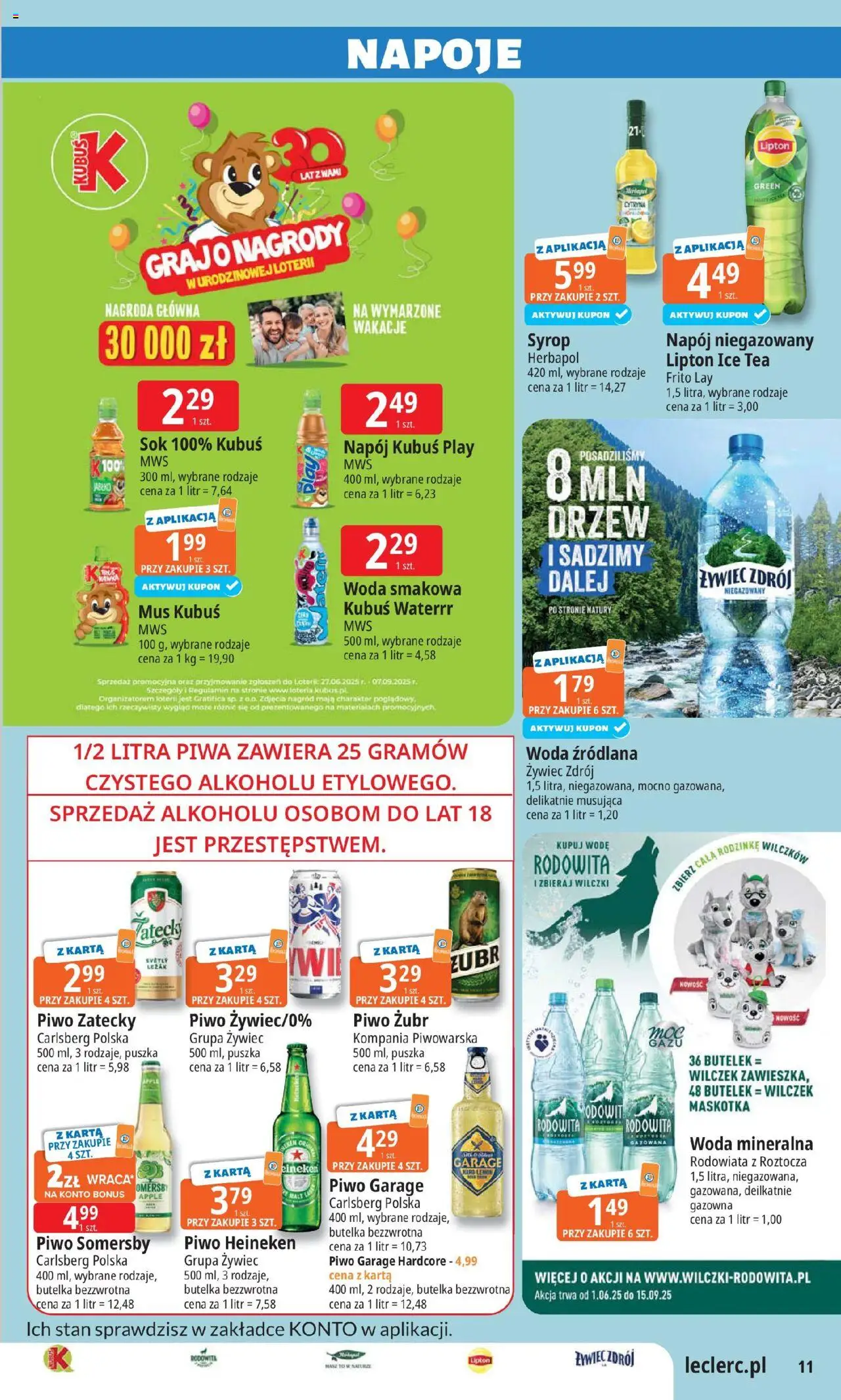 E.Leclerc Gazetka - Wrocław od 05.08.2025 | Strona: 11 | Produkty: Piwo żubr, Karta, Piwo Somersby, Leżak