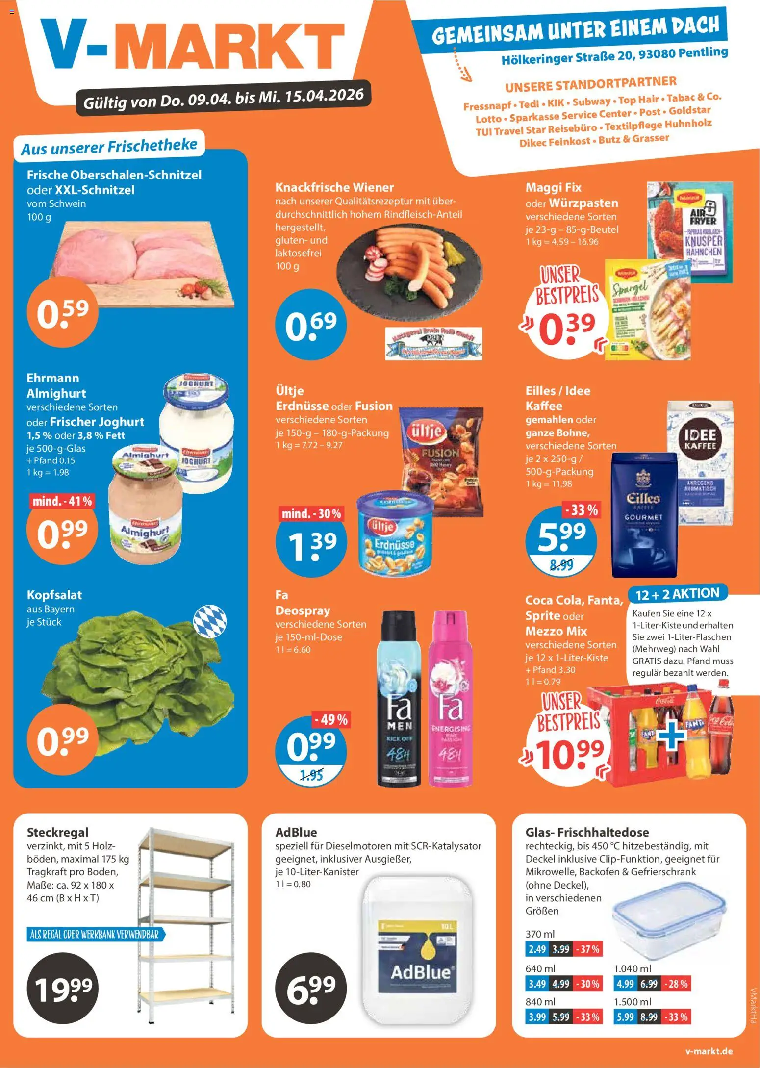 V-Markt Angebote – gültig ab 09.04.2026 | Seite: 1 | Produkte: Maggi, Kaffee, Regal, Spargel