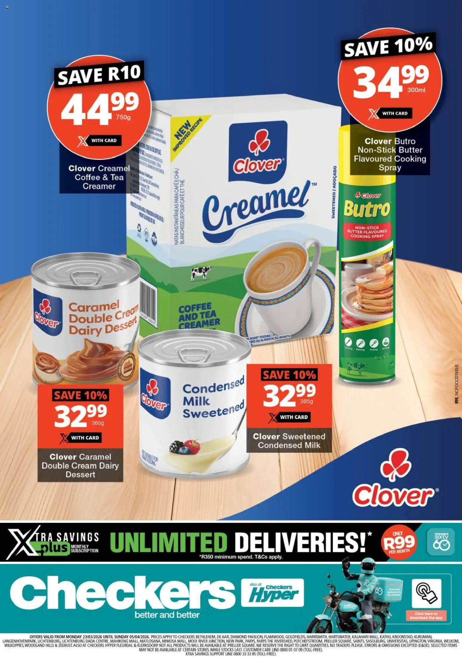 New Checkers catalogue – valid from 23.03.2026 | Page: 1 | Products: Milk, Butter, Condensed milk, Caramel