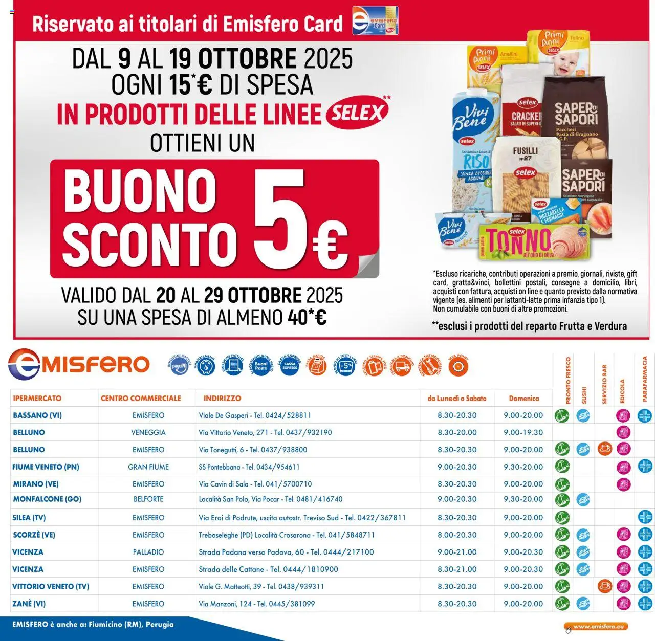 Volantino Emisfero del 09.10.2025 | Pagina: 40 | Prodotti: Riso, Frutta, Pasta, Fusilli