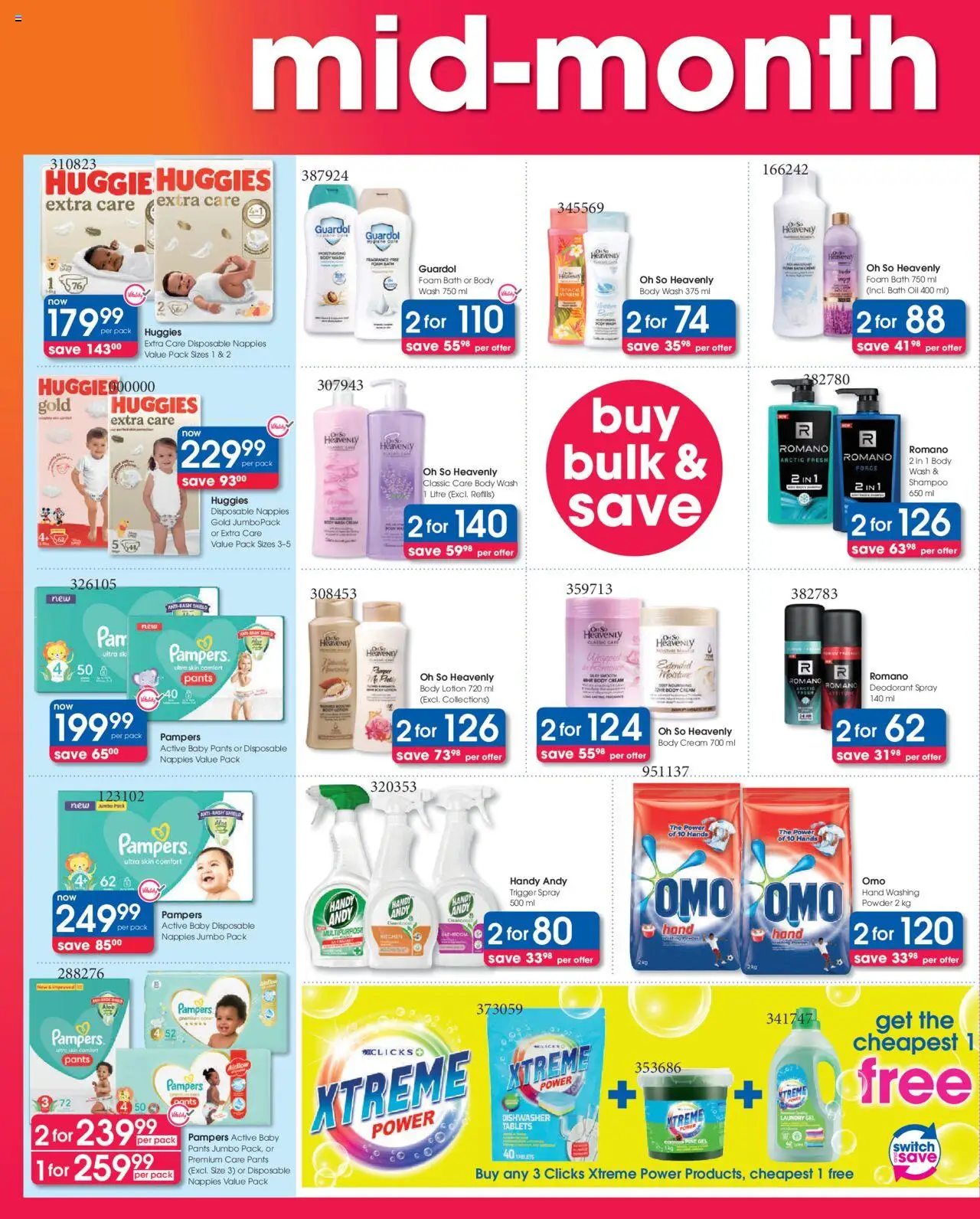 New Clicks catalogue – valid from 08.10.2025 | Page: 2 | Products: Shampoo, Cream, Deodorant, Body wash
