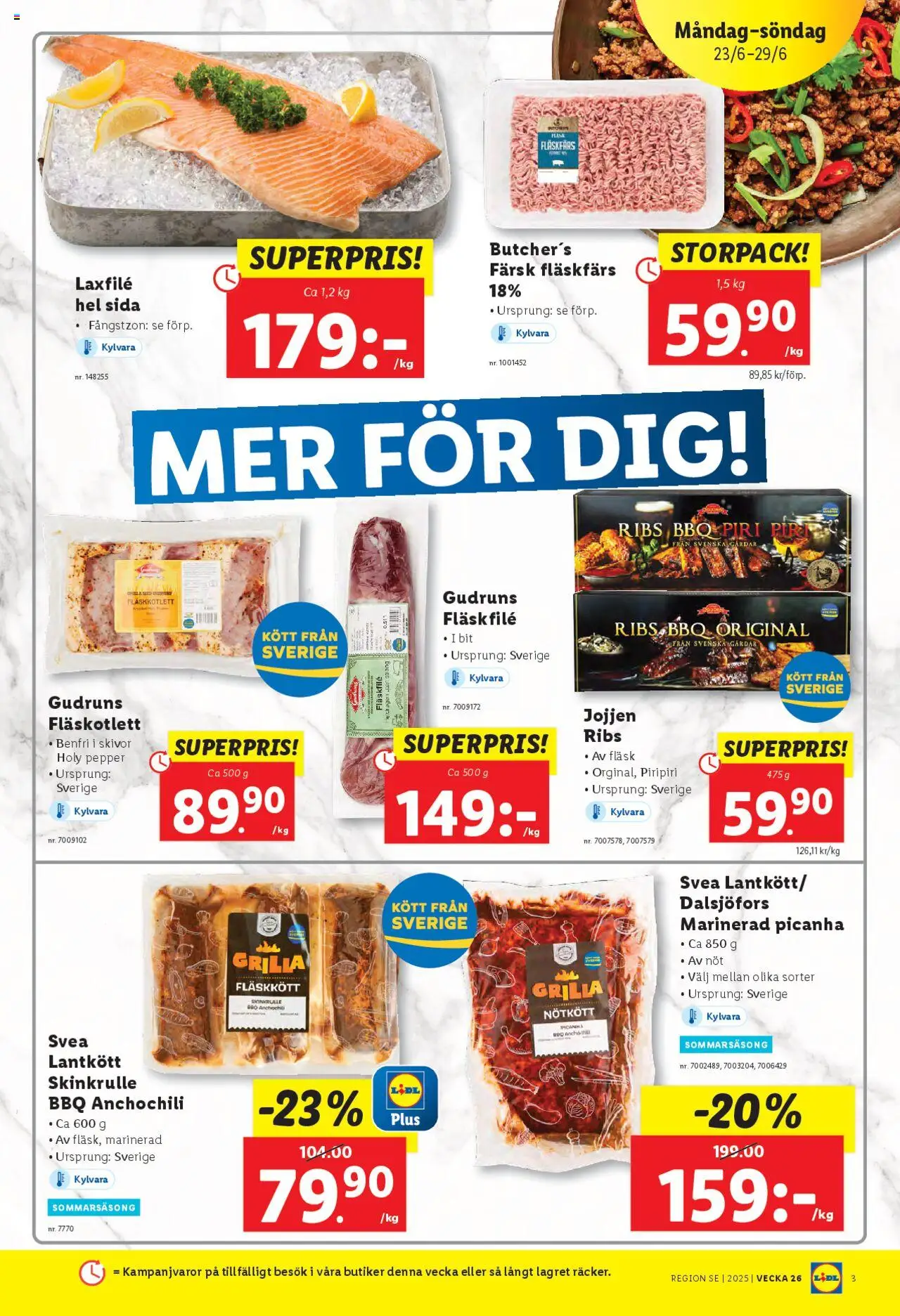 Lidl reklamblad aktuell från 23.06.2025 | Sida: 3 | Produkter: Fläsk, Nötkött