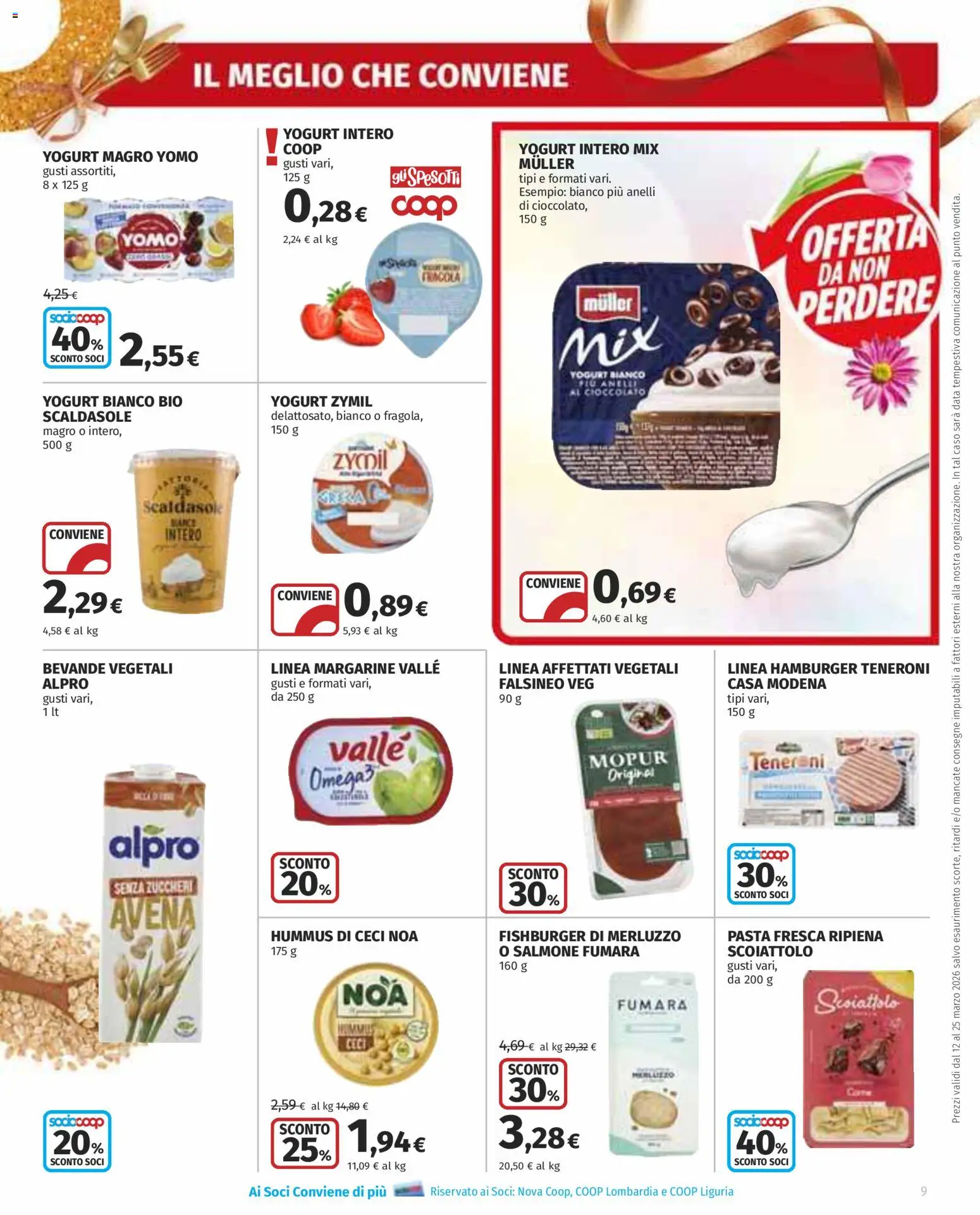 Volantino COOP del 12.03.2026 | Pagina: 9 | Prodotti: Yogurt, Cioccolato, Ceci, Hamburger