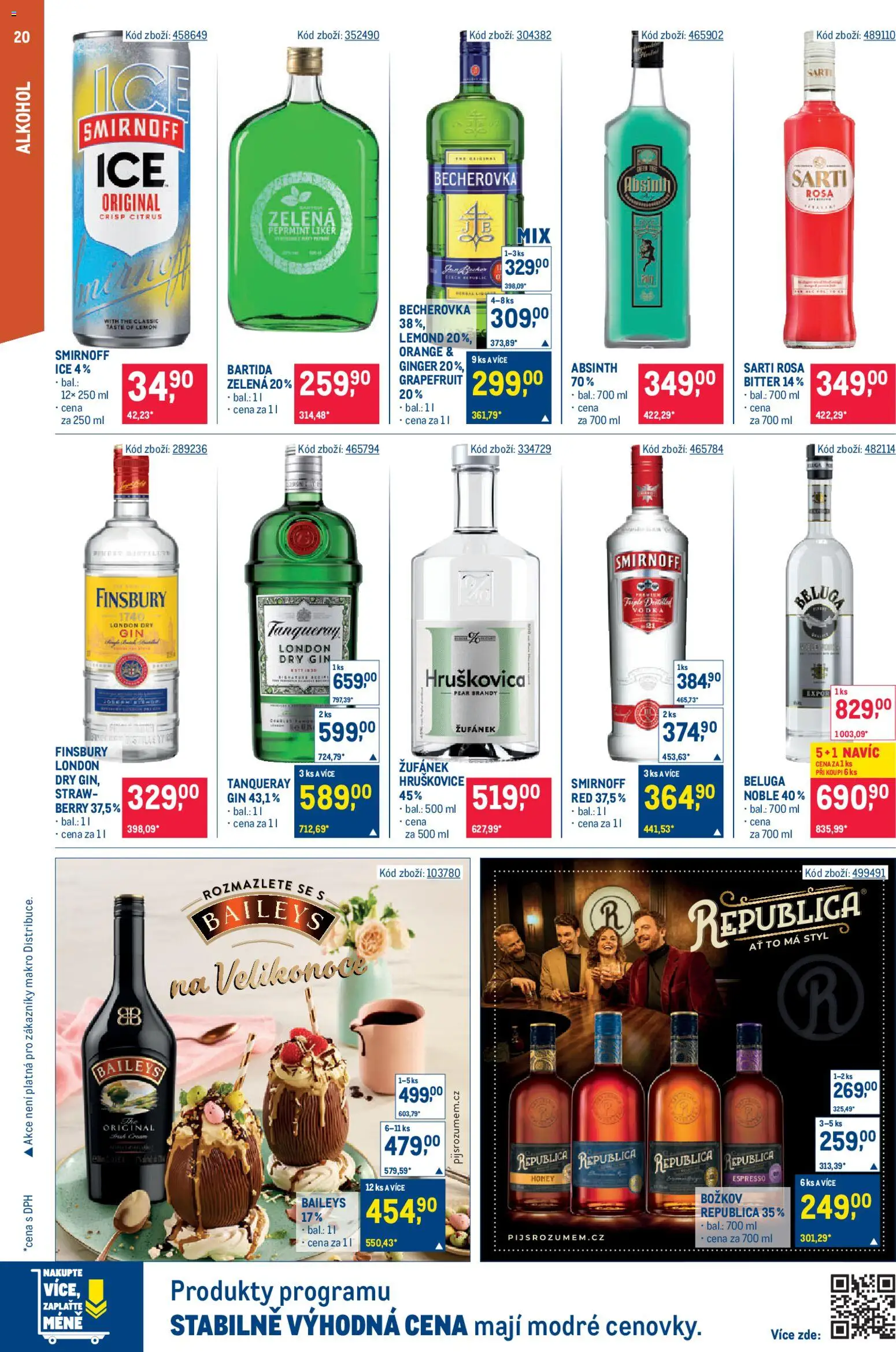 Makro leták - Gastronomie od 25.02.2026 | Strana: 20 | Produkty: Likér, London dry gin, Baileys, Absinth