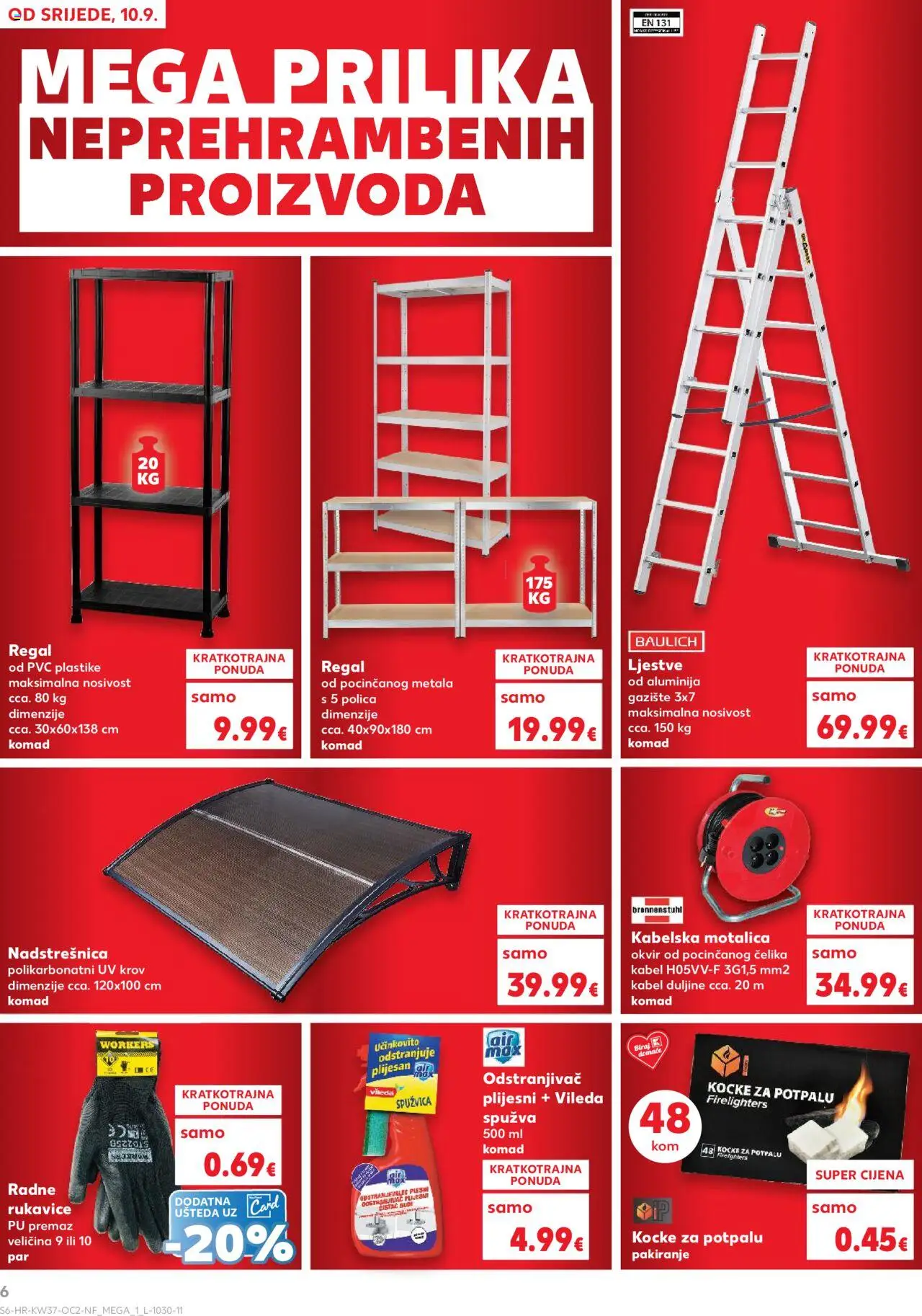 Kaufland katalog | vrijedi od 10.09.2025 | Stranica: 6 | Proizvodi: Kocke za potpalu, Spužva, Kabelska motalica, Regal