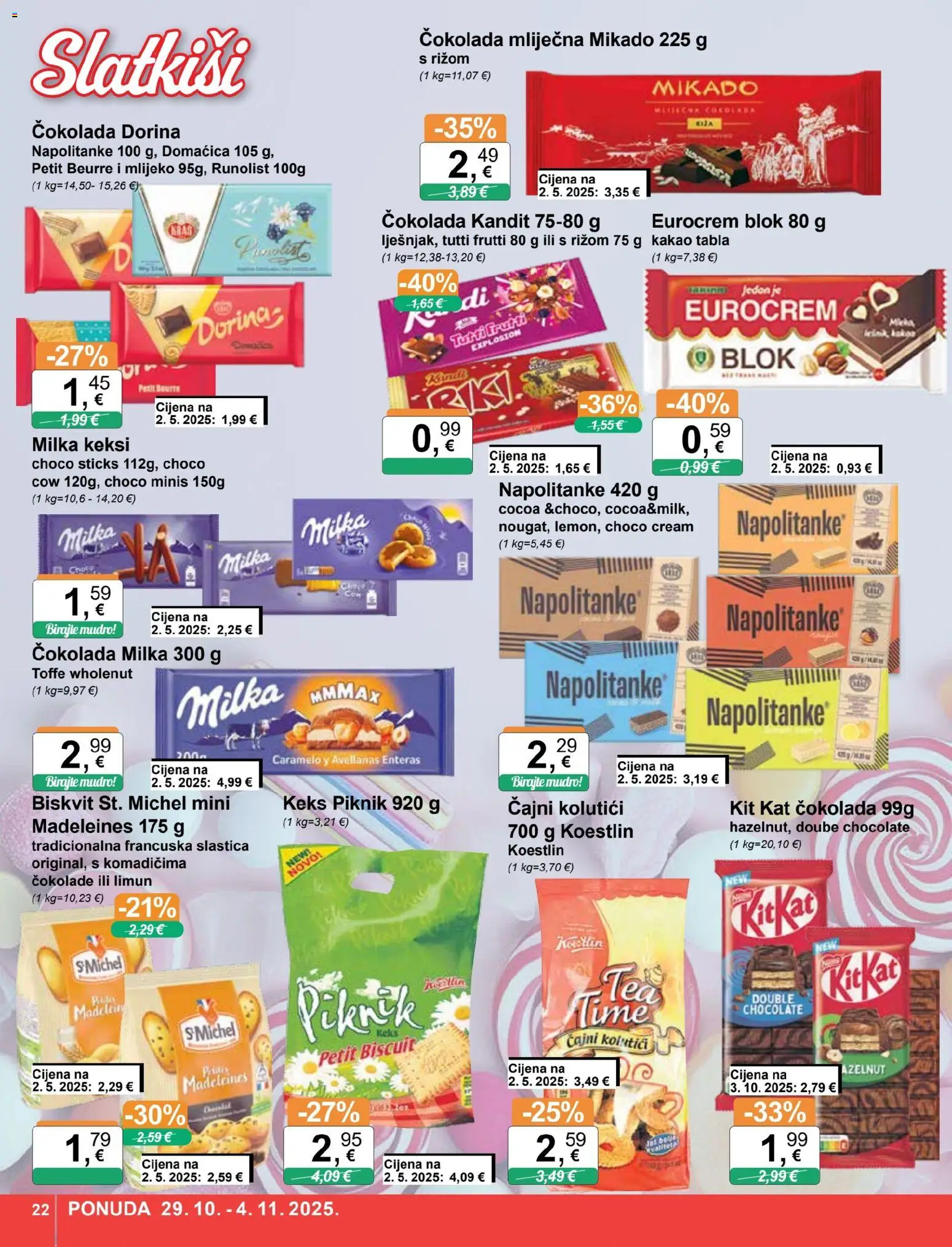 KTC katalog | vrijedi od 29.10.2025 | Stranica: 22 | Proizvodi: Dorina, Petit Beurre, Mlijeko, Napolitanke